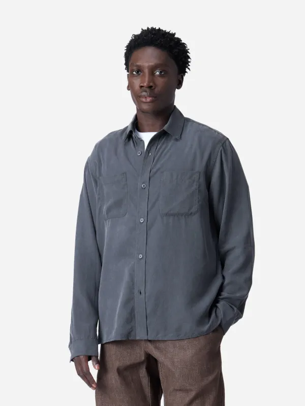 Mechanic Shirt ~ Charcoal Lyocell sold by 3sixteen
