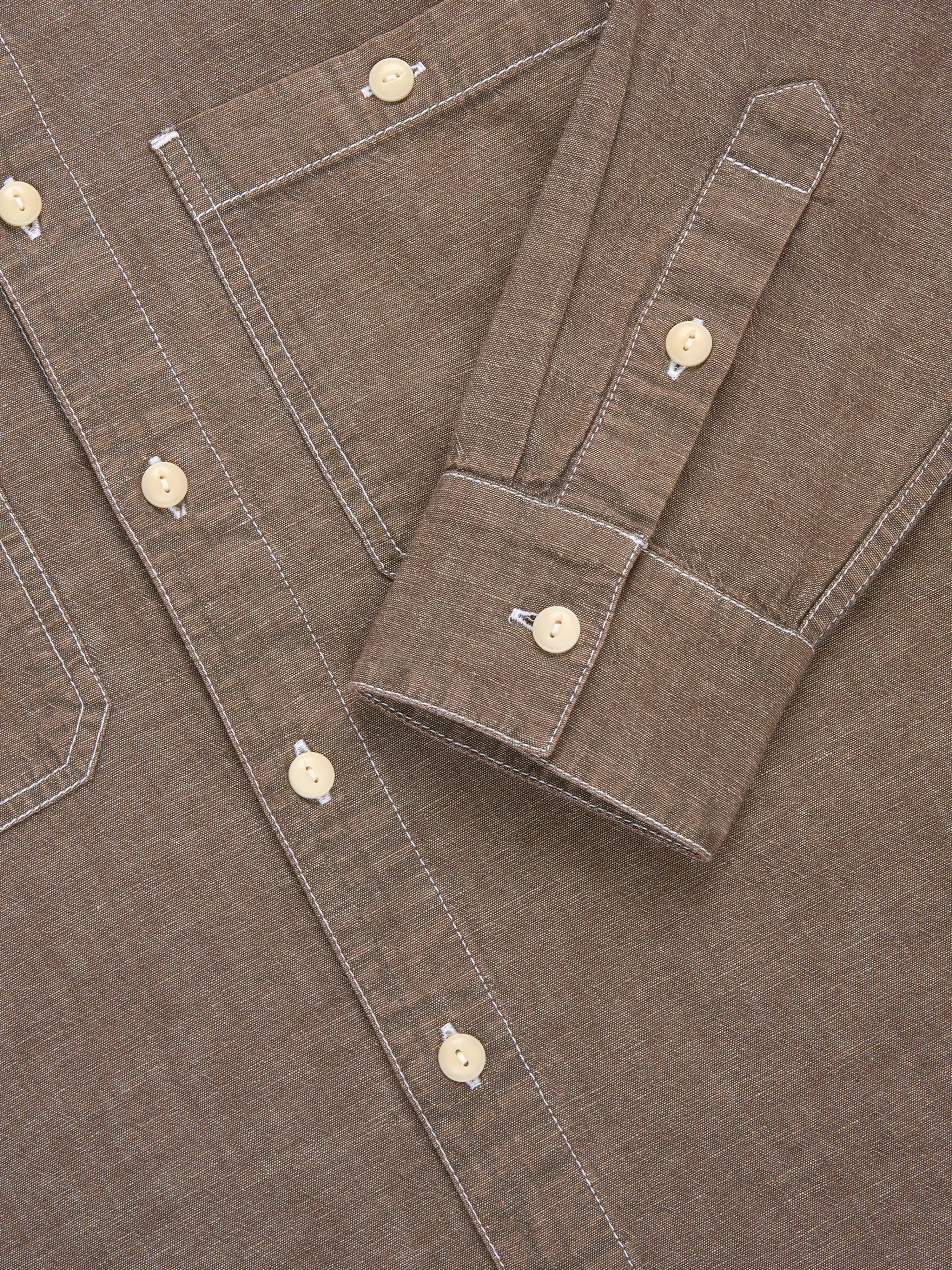 Utility Shirt ~ Brown Chambray sold by 3sixteen product image thumbnail 4