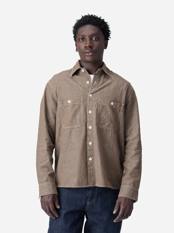 Utility Shirt ~ Brown Chambray sold by 3sixteen