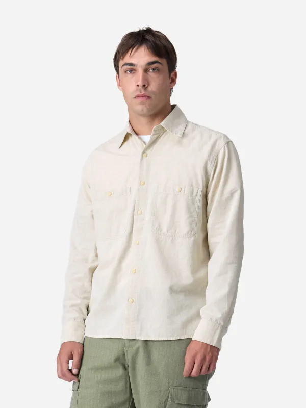 Utility Shirt ~ Ecru Chambray sold by 3sixteen