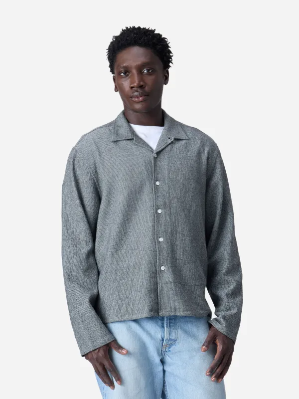 Loop Collar Shirt ~ Black Marled sold by 3sixteen