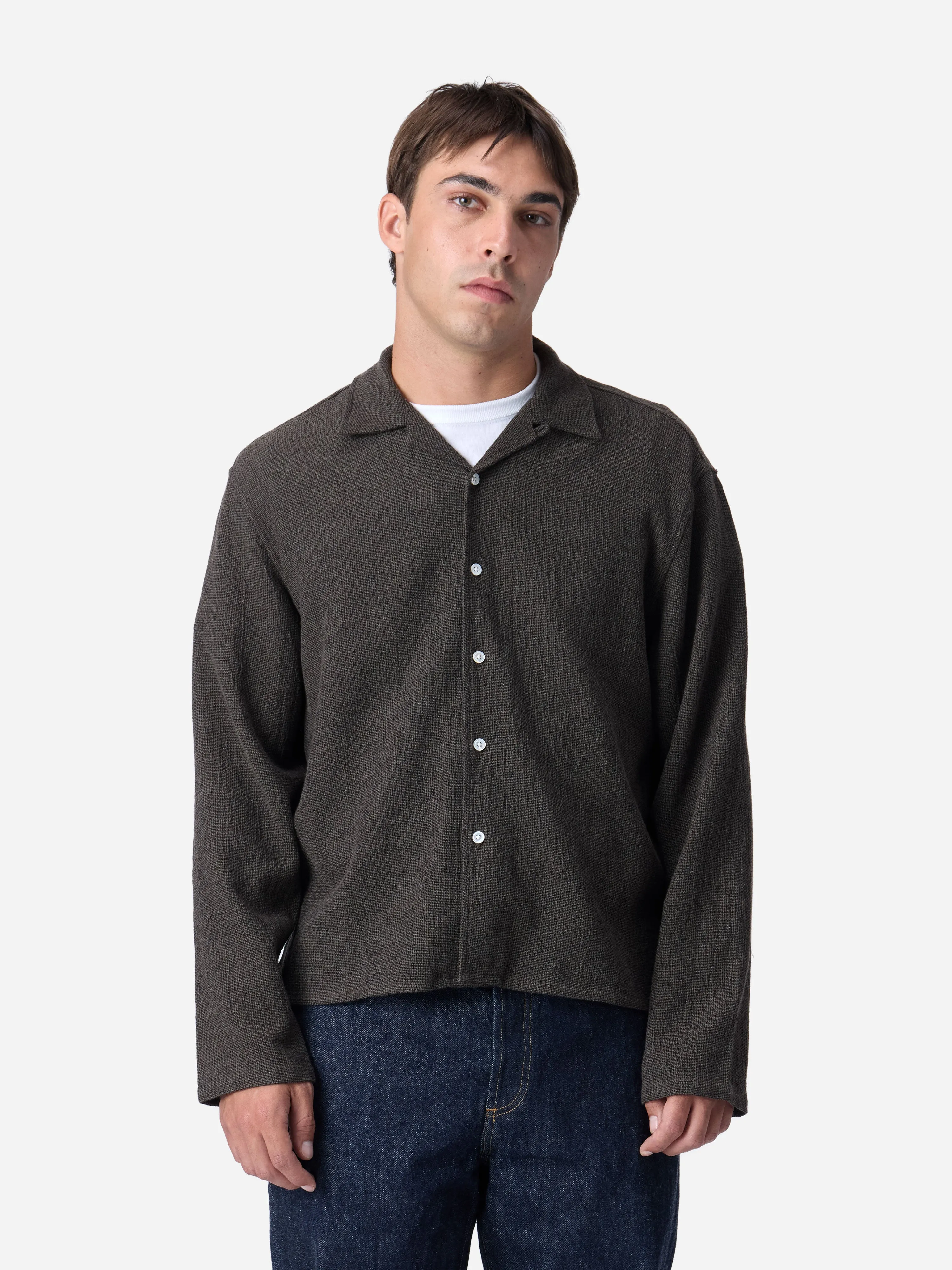 Loop Collar Shirt ~ Chocolate Marled sold by 3sixteen