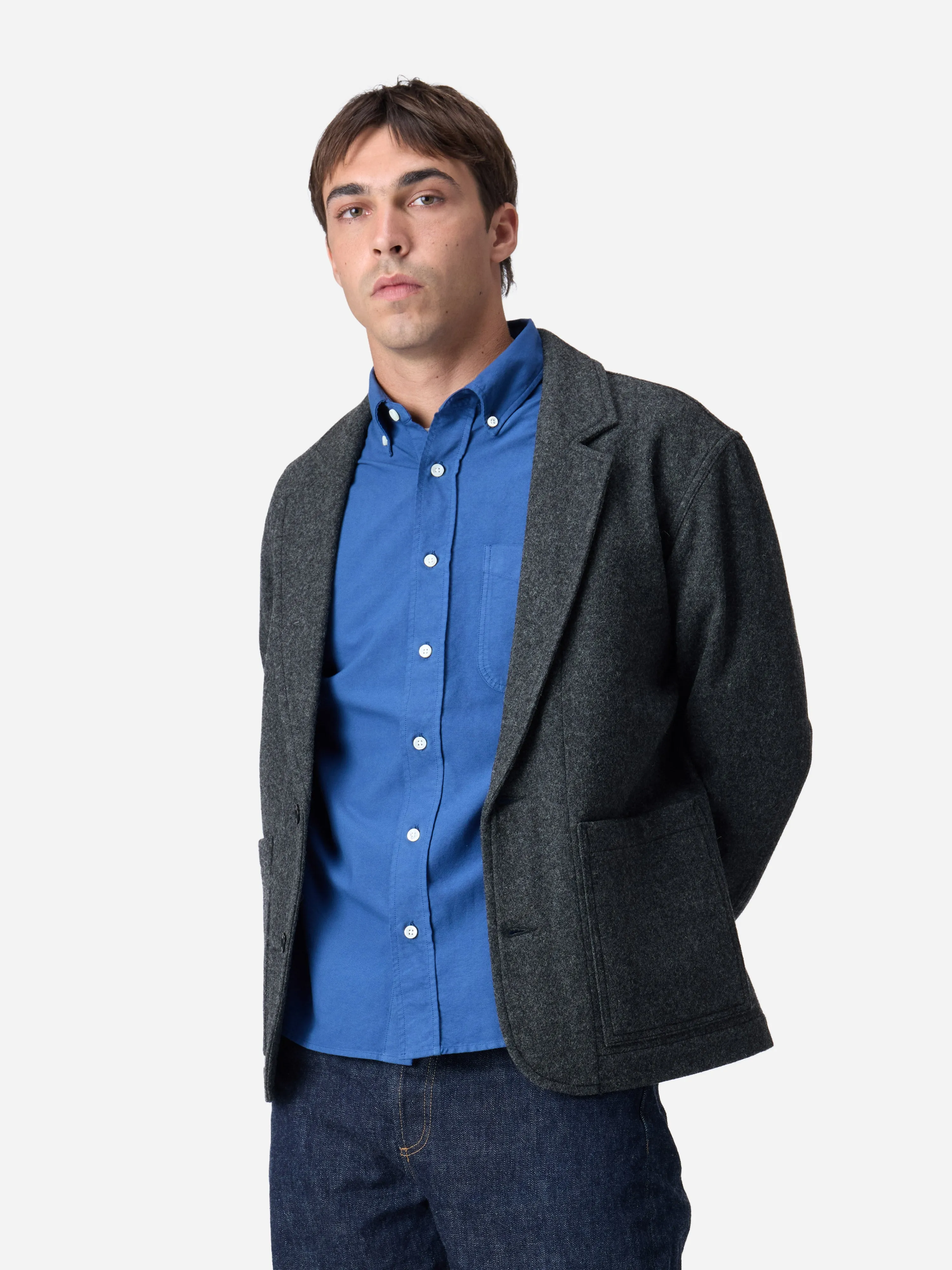 Work Blazer ~ Grey Melton Wool sold by 3sixteen