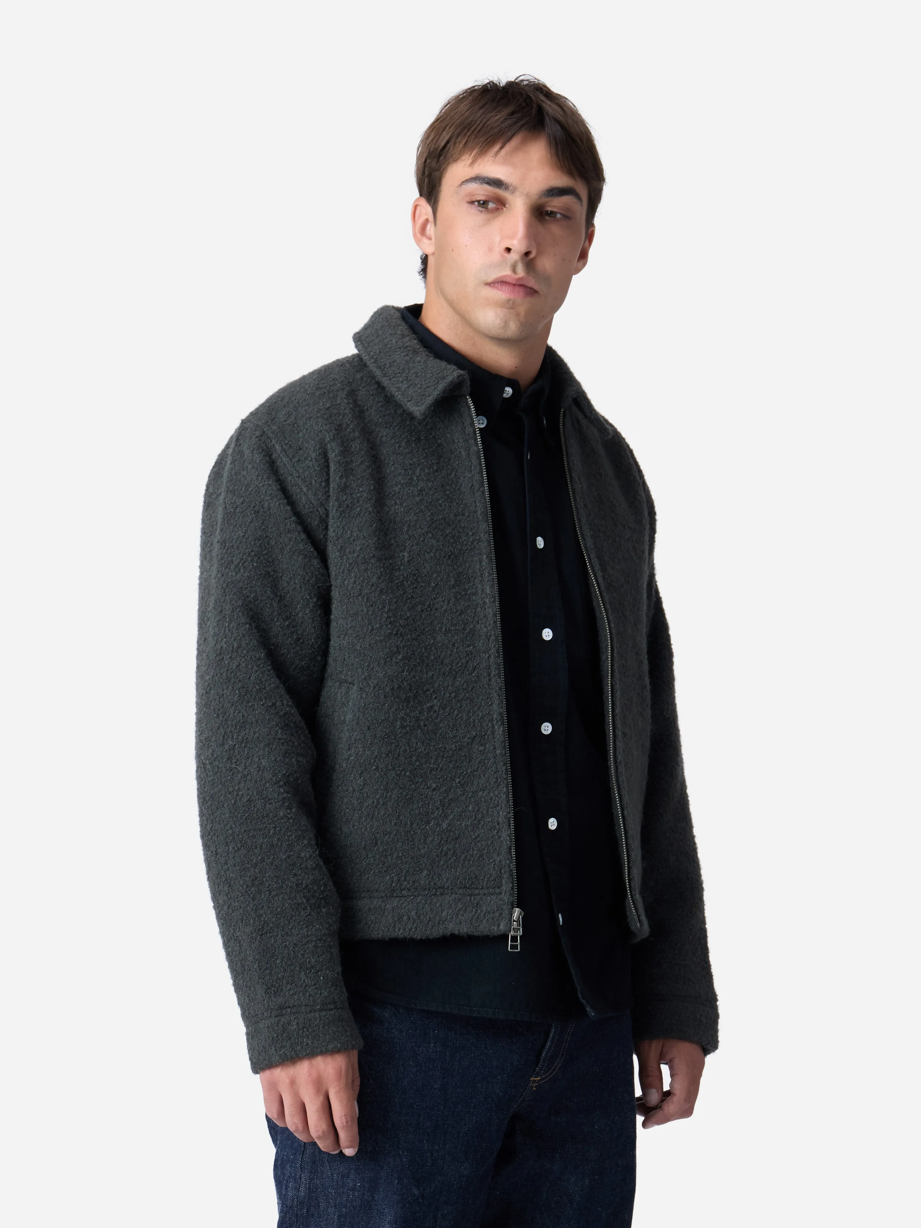 Club Jacket ~ Charcoal Boucle sold by 3sixteen