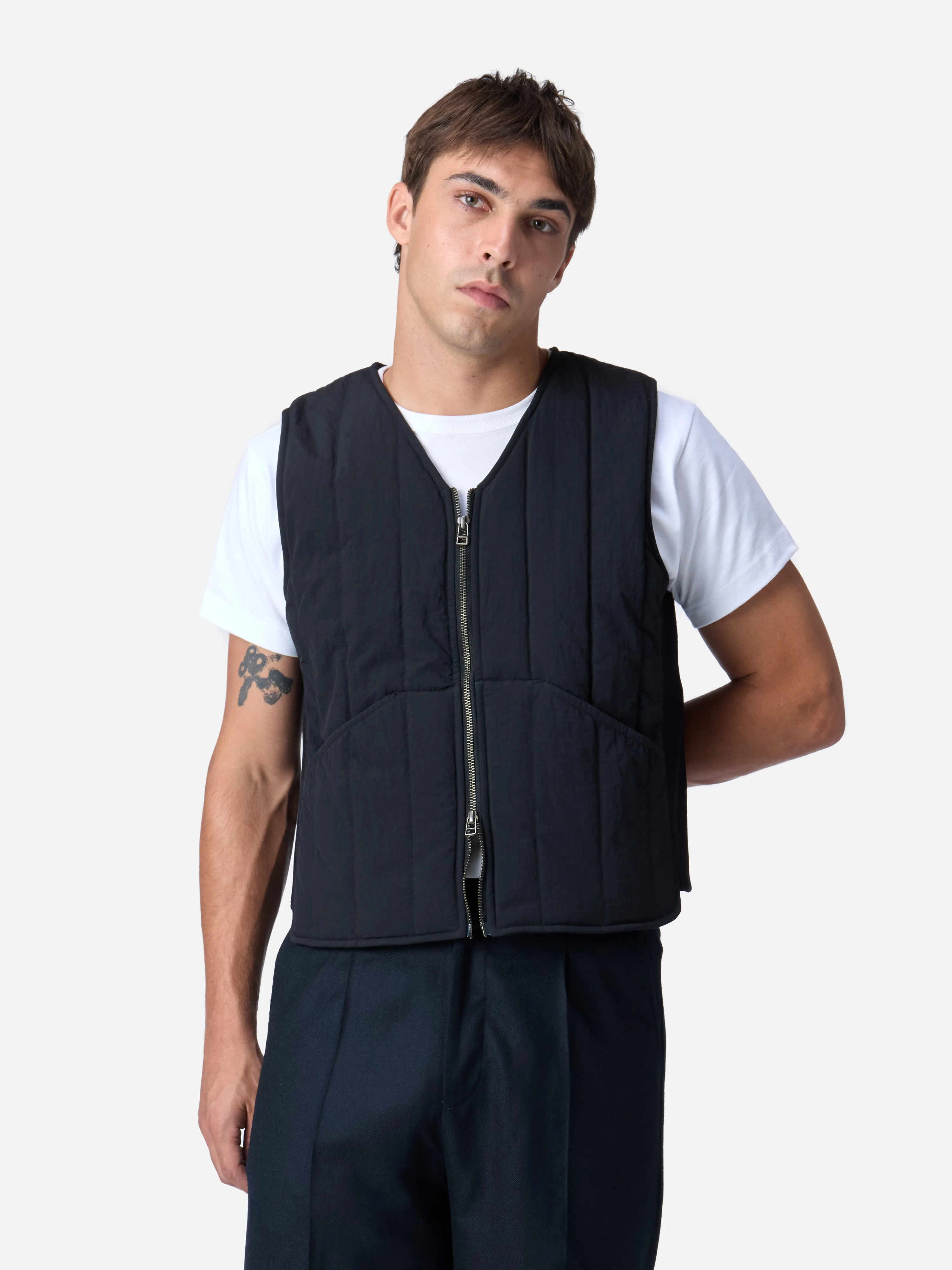 Liner Vest ~ Black Ripstop sold by 3sixteen
