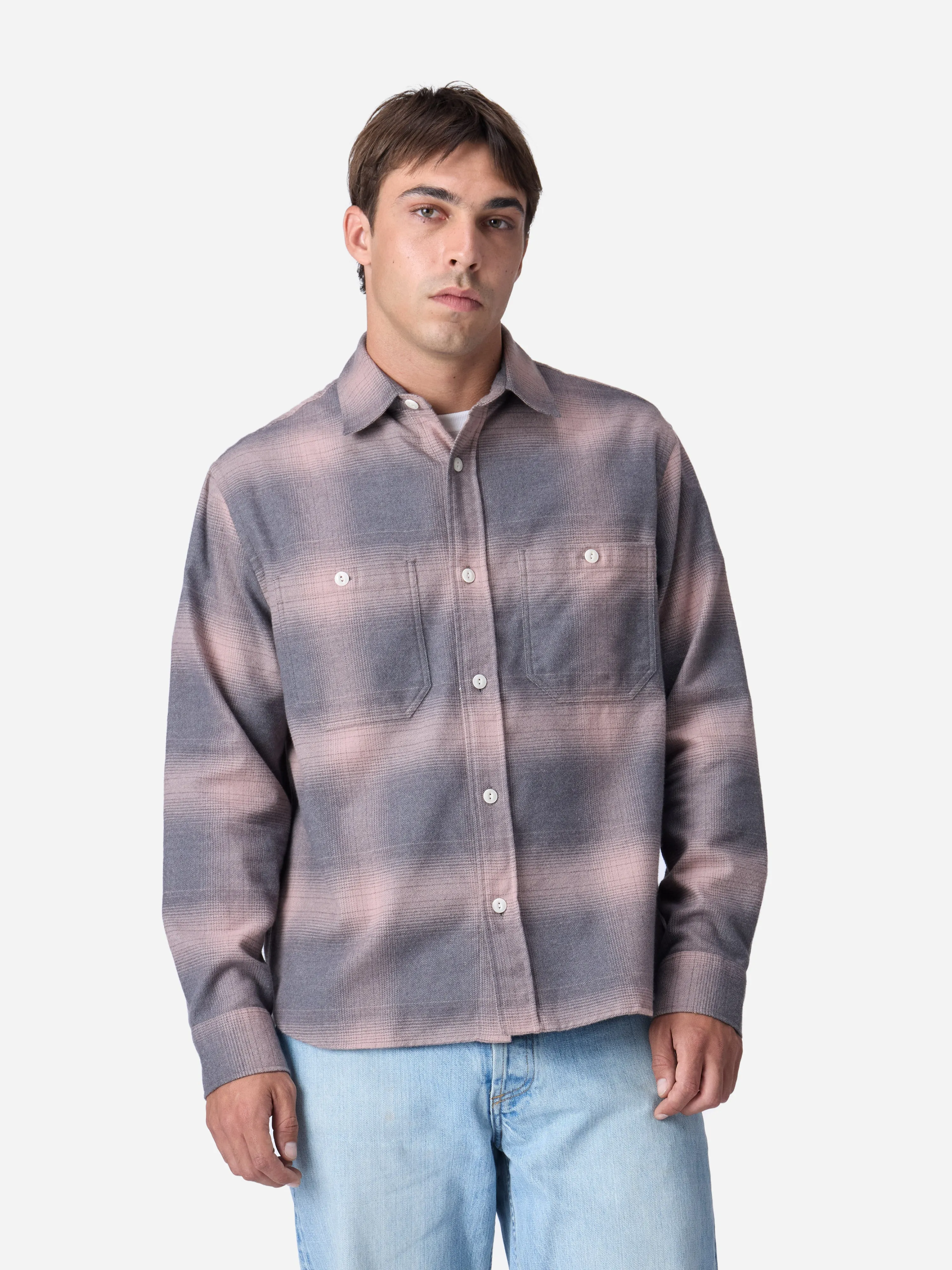 Utility Flannel ~ Mauve Ombre sold by 3sixteen