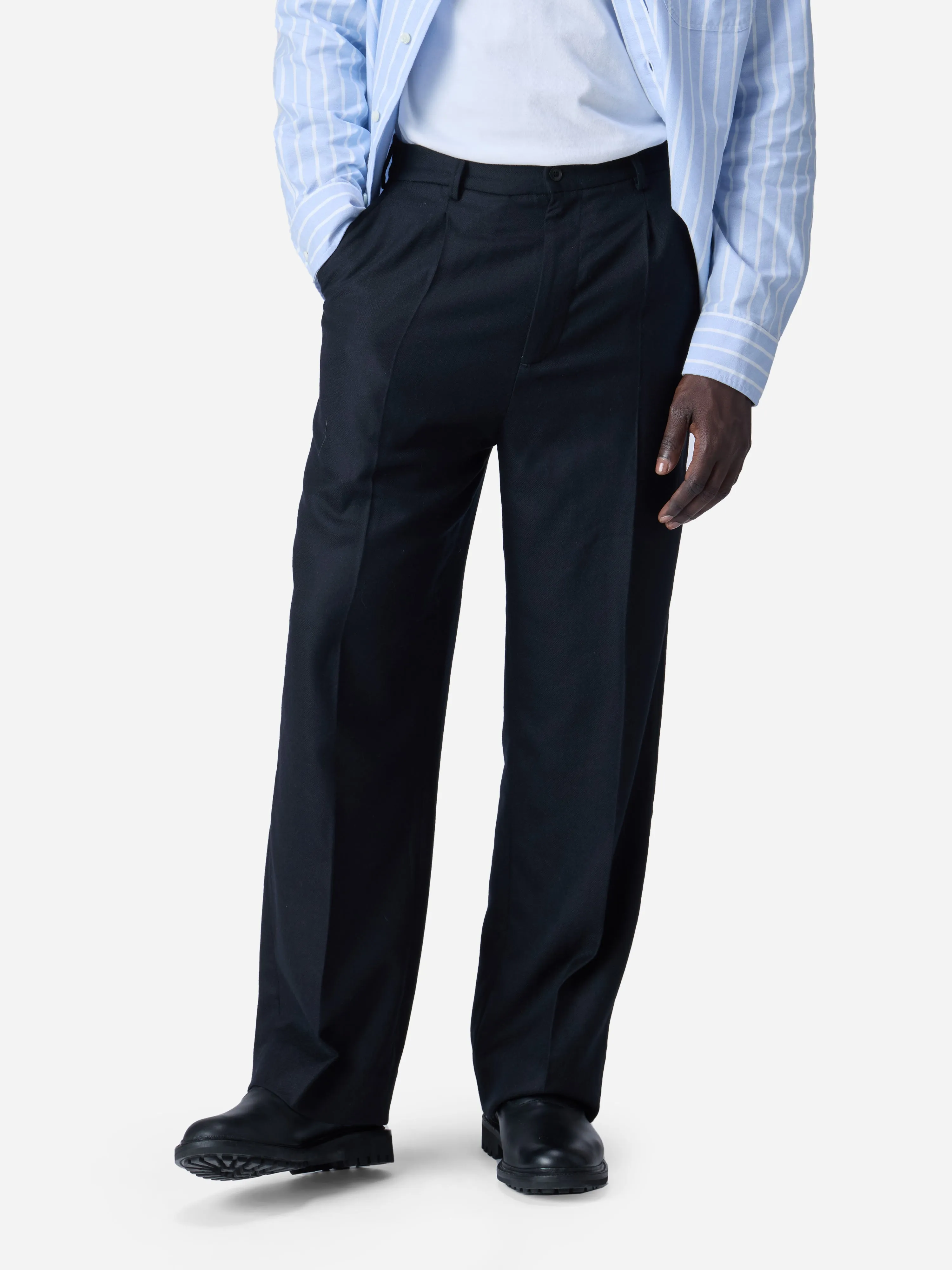 Pleated Trouser ~ Black Wool sold by 3sixteen