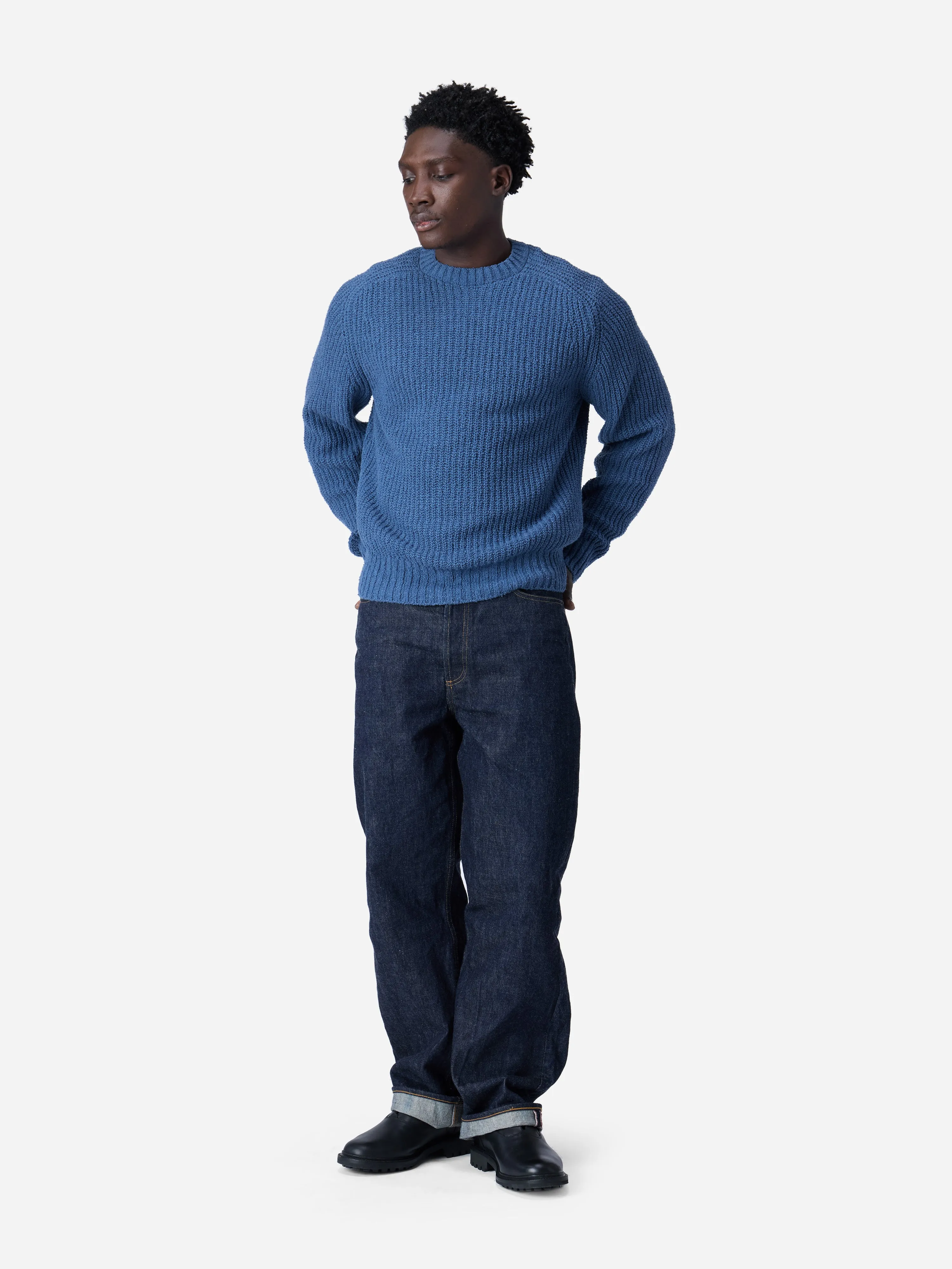 Cotton Crewneck Sweater ~ Lapis Boucle sold by 3sixteen product image thumbnail 3