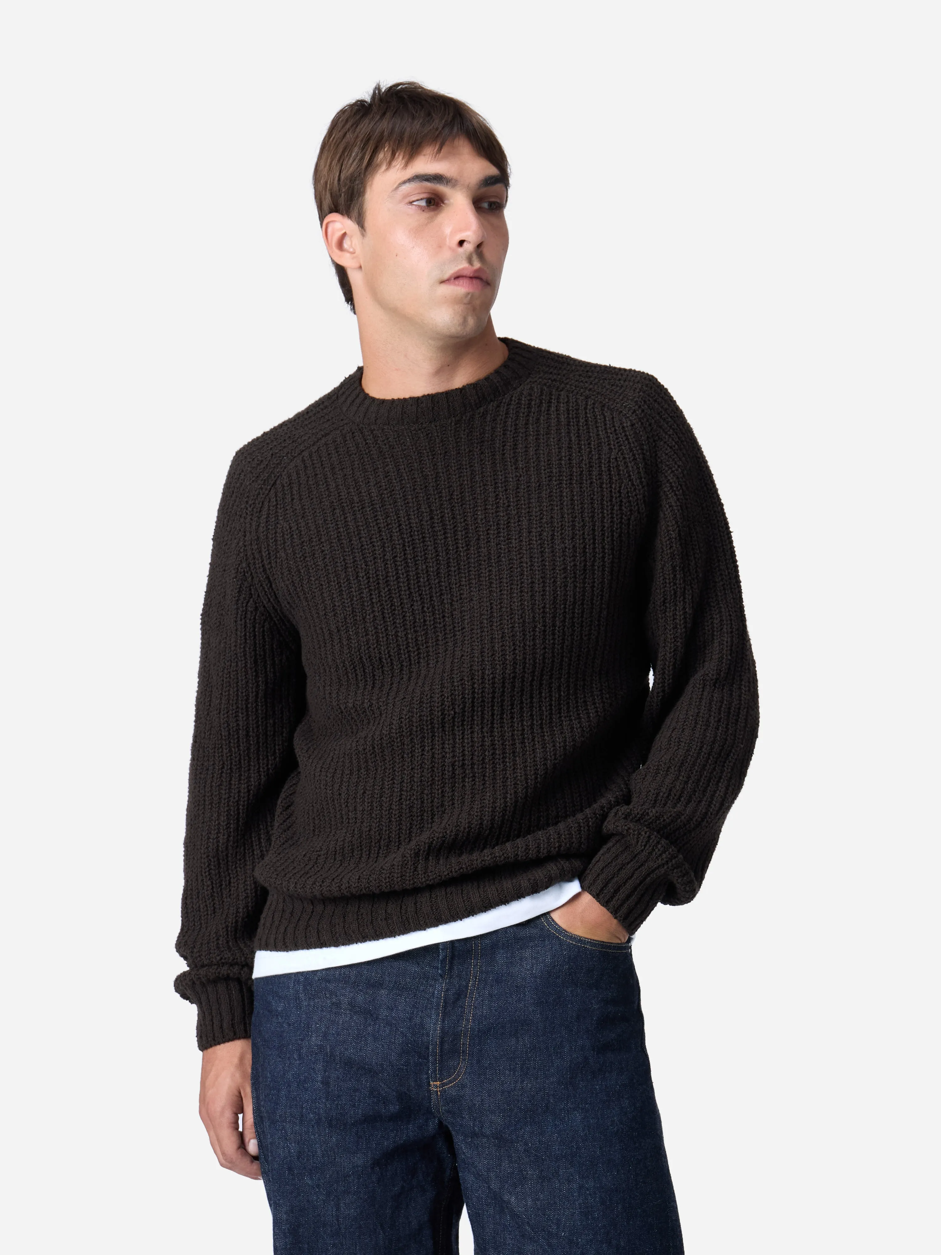 Cotton Crewneck Sweater ~ Bark Boucle sold by 3sixteen