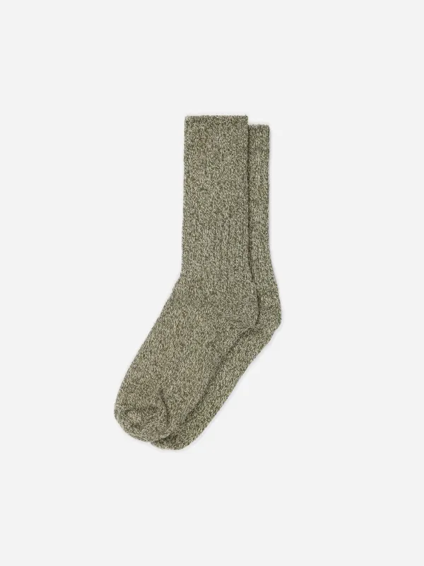 Boot Sock ~ Marled Olive sold by 3sixteen