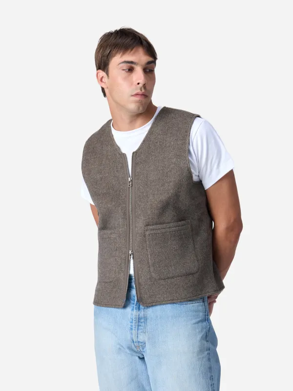 Zip Vest ~ Tobacco Wool/Cashmere sold by 3sixteen