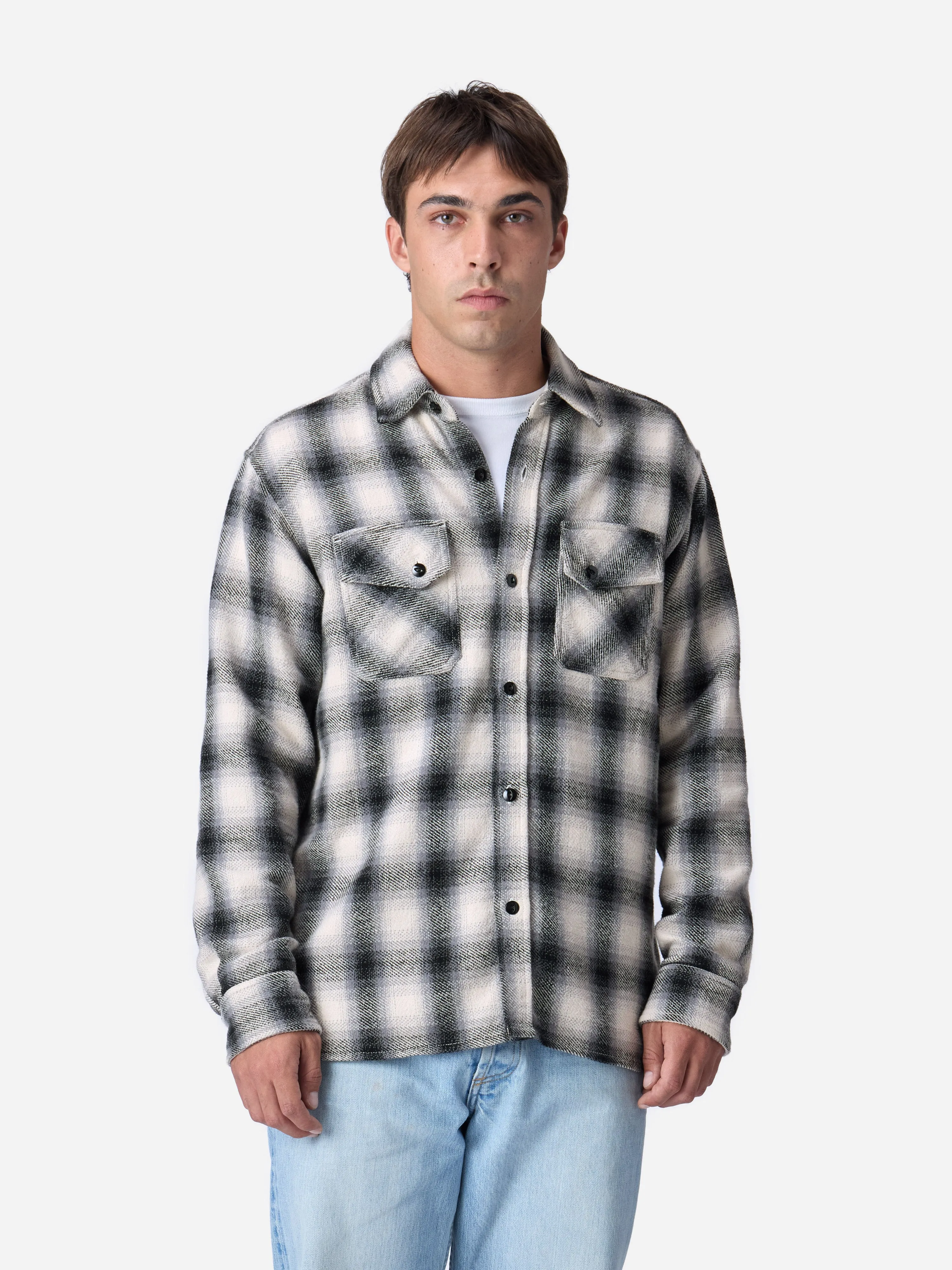 Crosscut Flannel ~ Cream/Black Plaid sold by 3sixteen