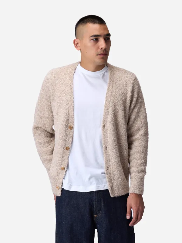 V-Neck Cardigan ~ Khaki Boucle Alpaca sold by 3sixteen