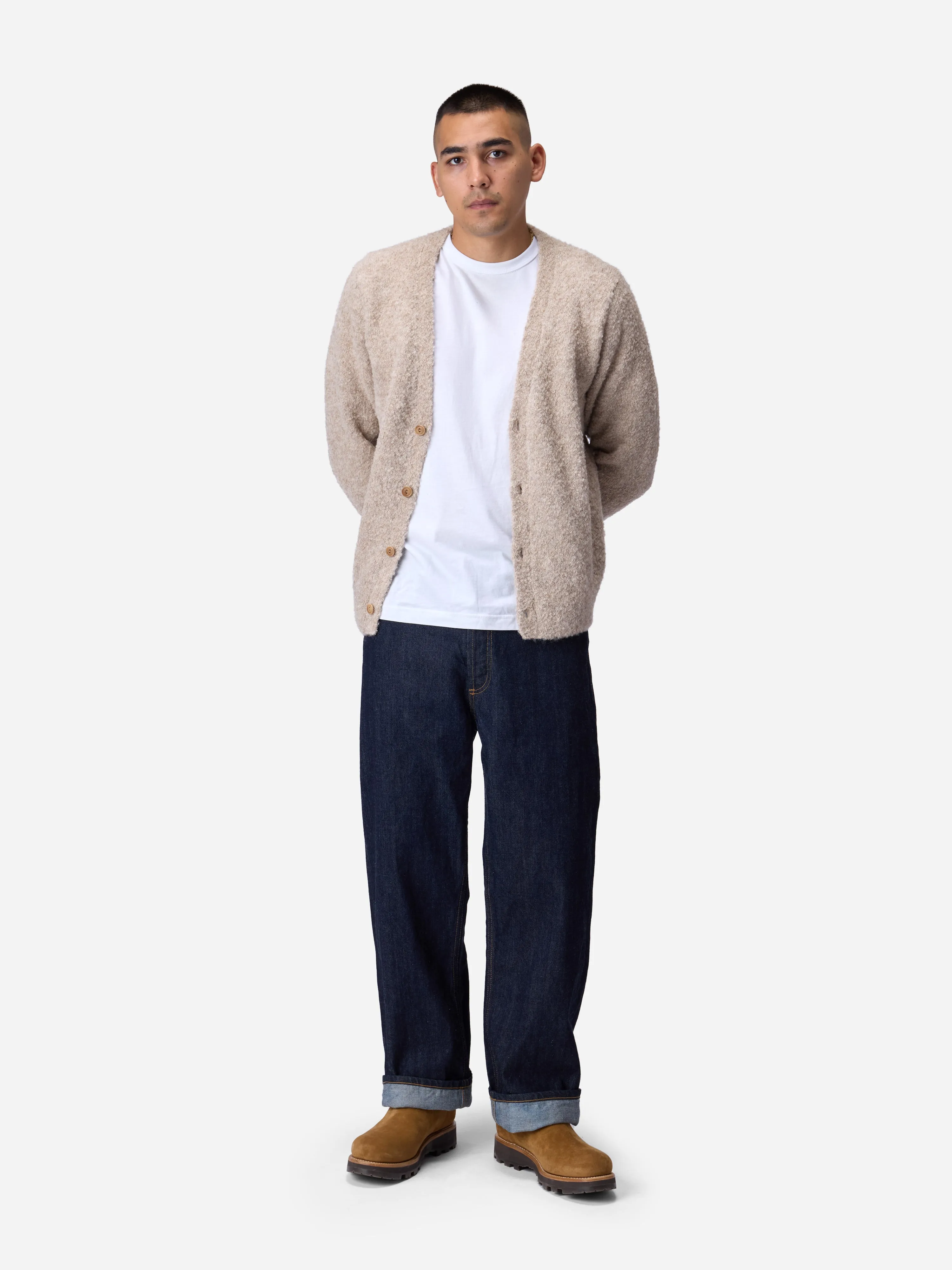 V-Neck Cardigan ~ Khaki Boucle Alpaca sold by 3sixteen product image thumbnail 3