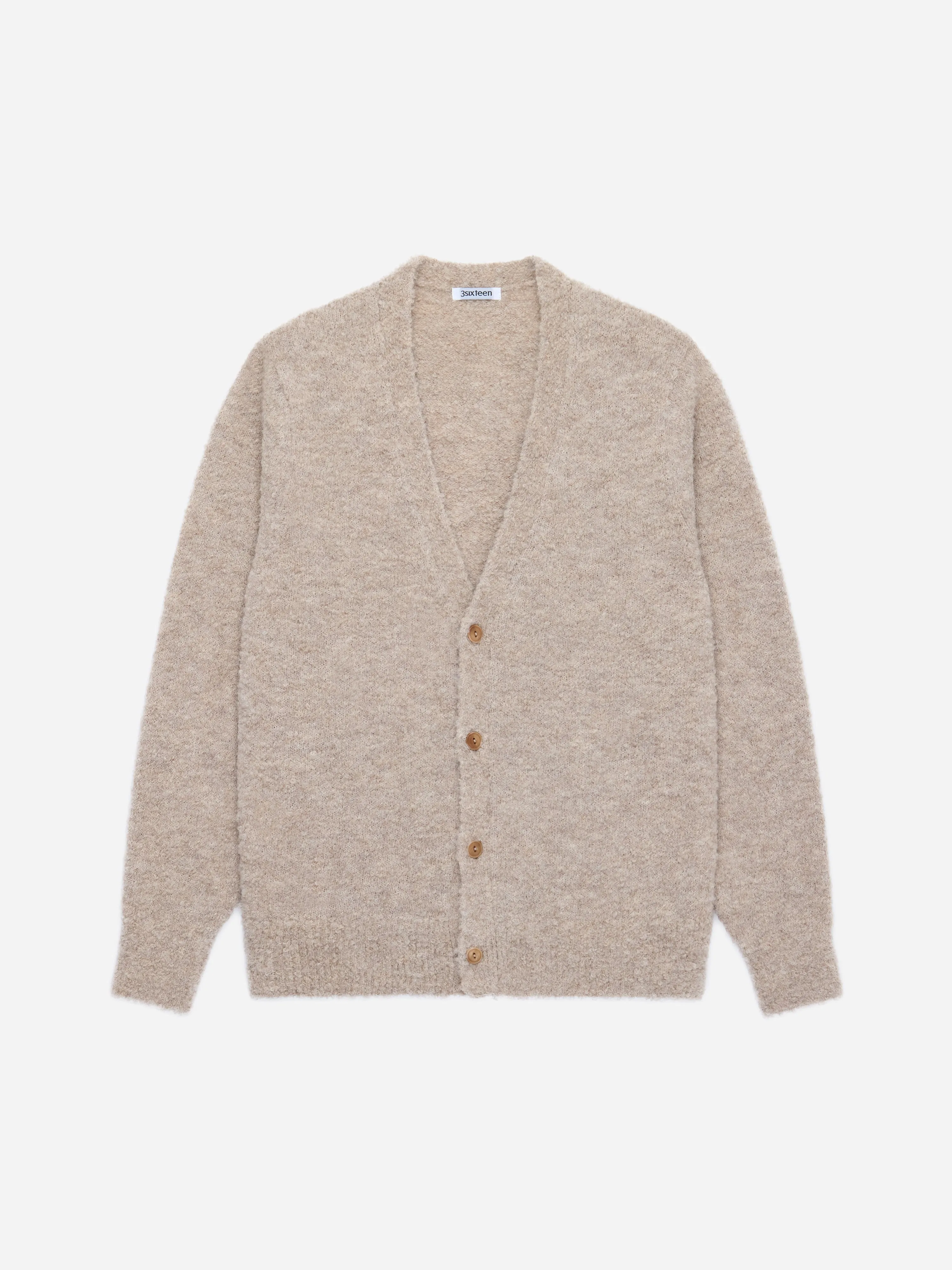 V-Neck Cardigan ~ Khaki Boucle Alpaca sold by 3sixteen product image thumbnail 4