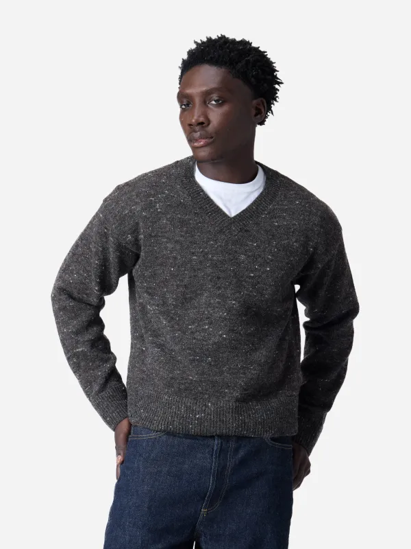 V-Neck Sweater ~ Pewter Tweed sold by 3sixteen