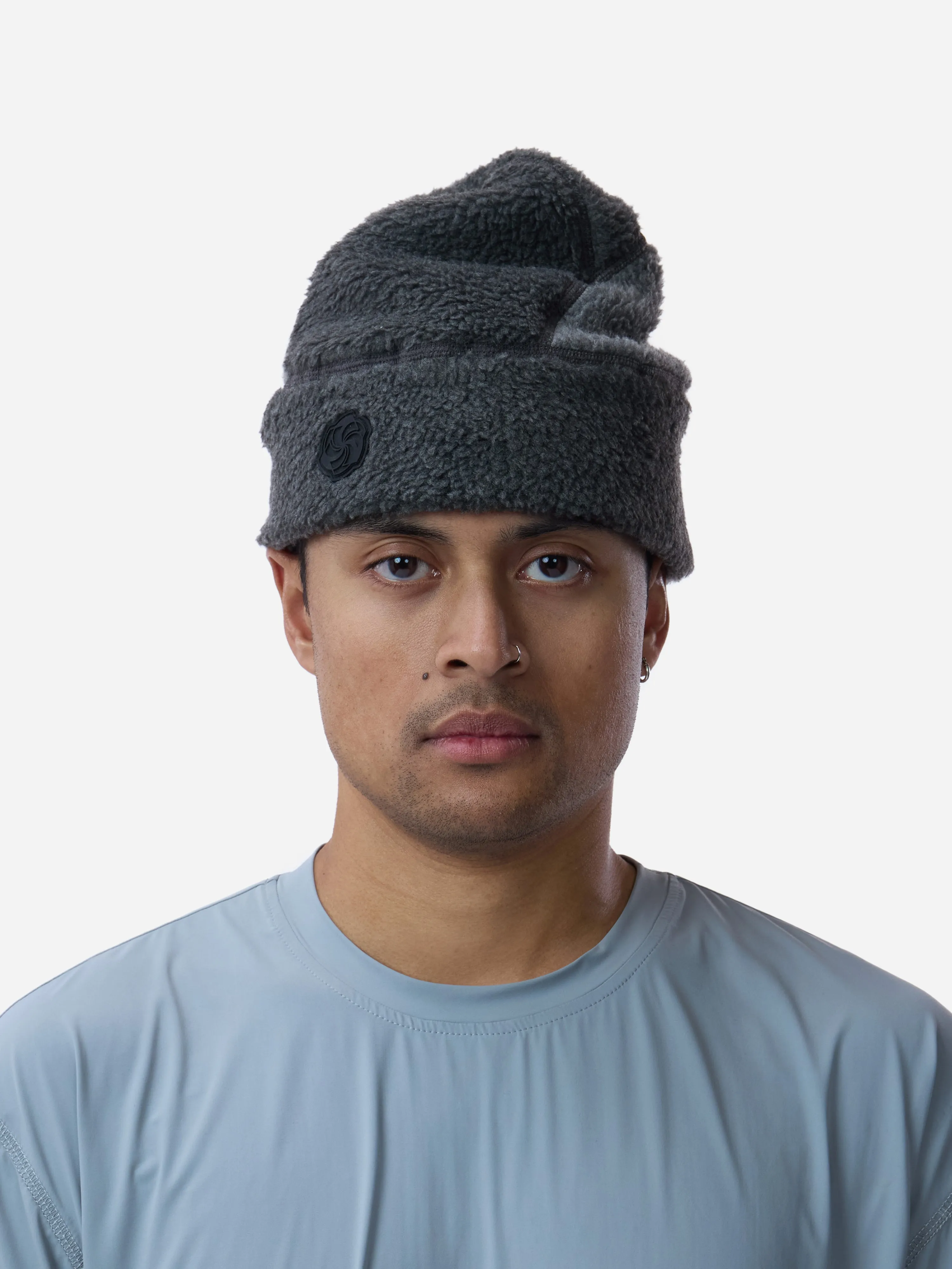 Fleece Patchwork Beanie ~ Charcoal sold by 3sixteen