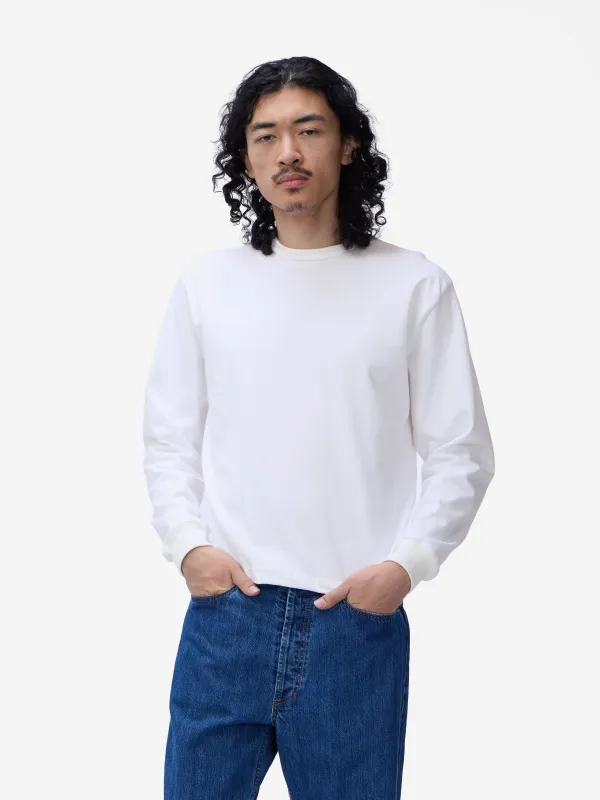 Heavyweight Boxy Long Sleeve T-shirt ~ White sold by 3sixteen