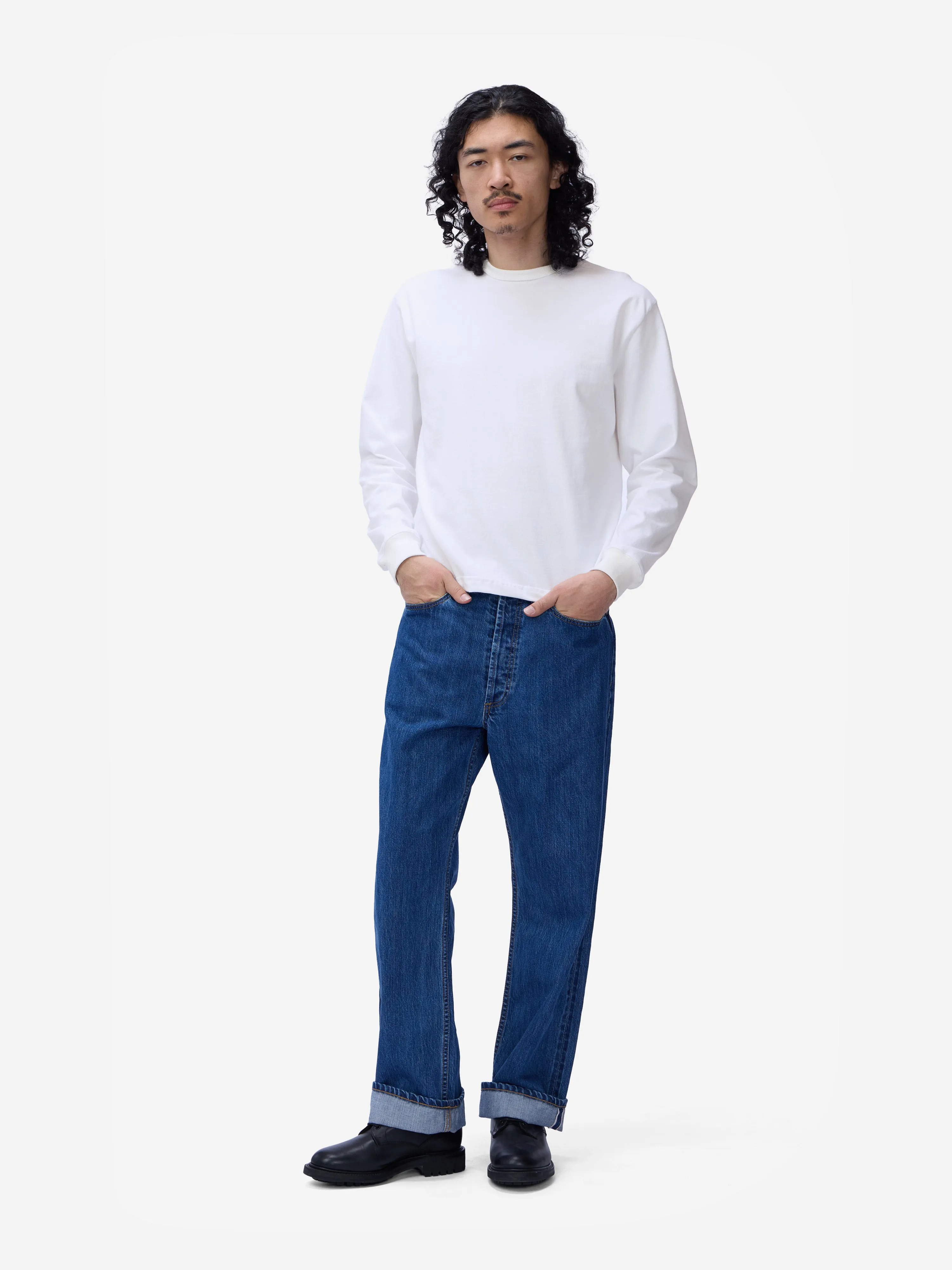 Heavyweight Boxy Long Sleeve T-shirt ~ White sold by 3sixteen product image thumbnail 3
