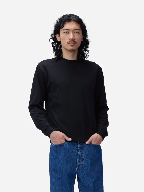 Heavyweight Boxy Long Sleeve T-shirt ~ Black sold by 3sixteen