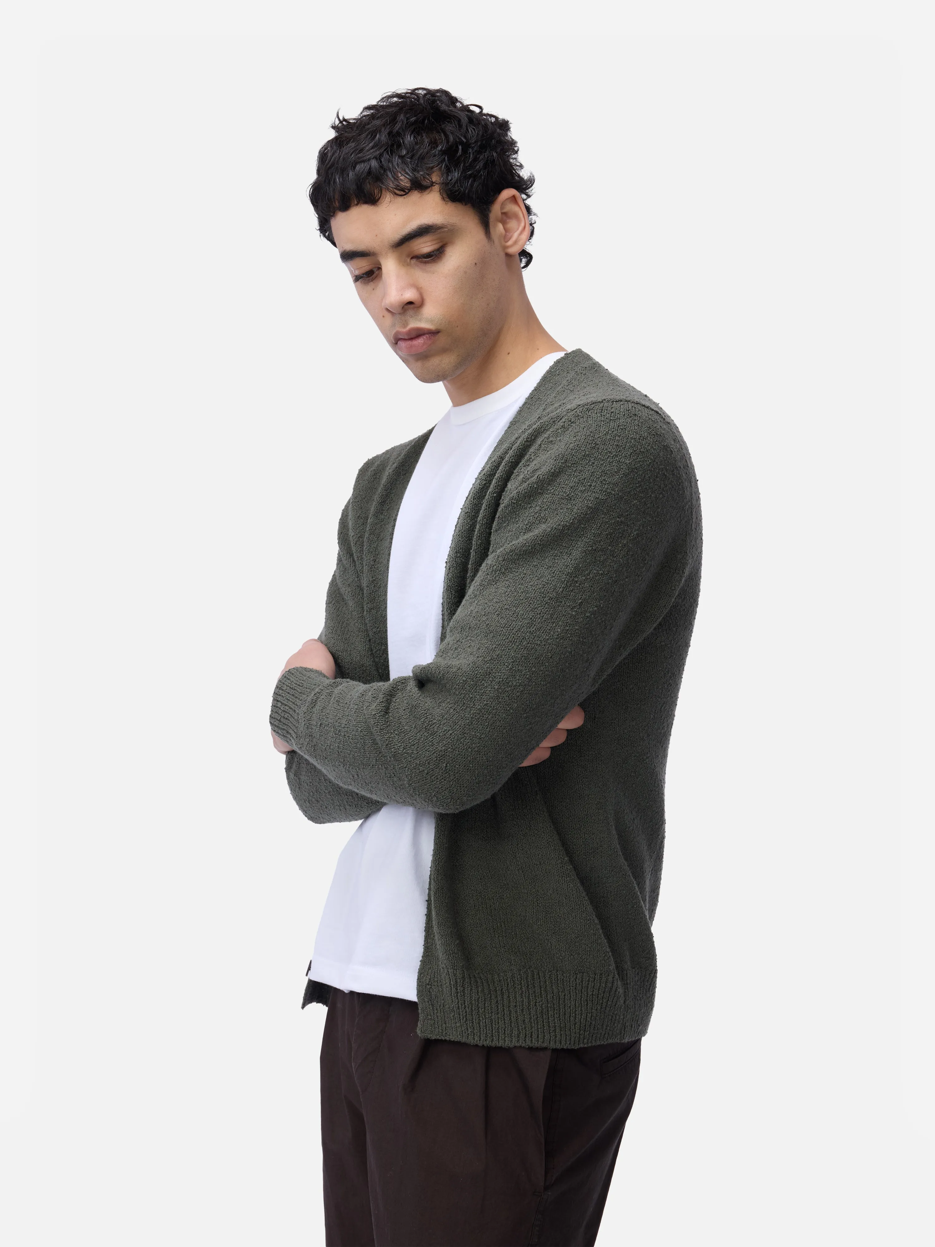 Classic Cardigan ~ Olive Boucle sold by 3sixteen product image thumbnail 4