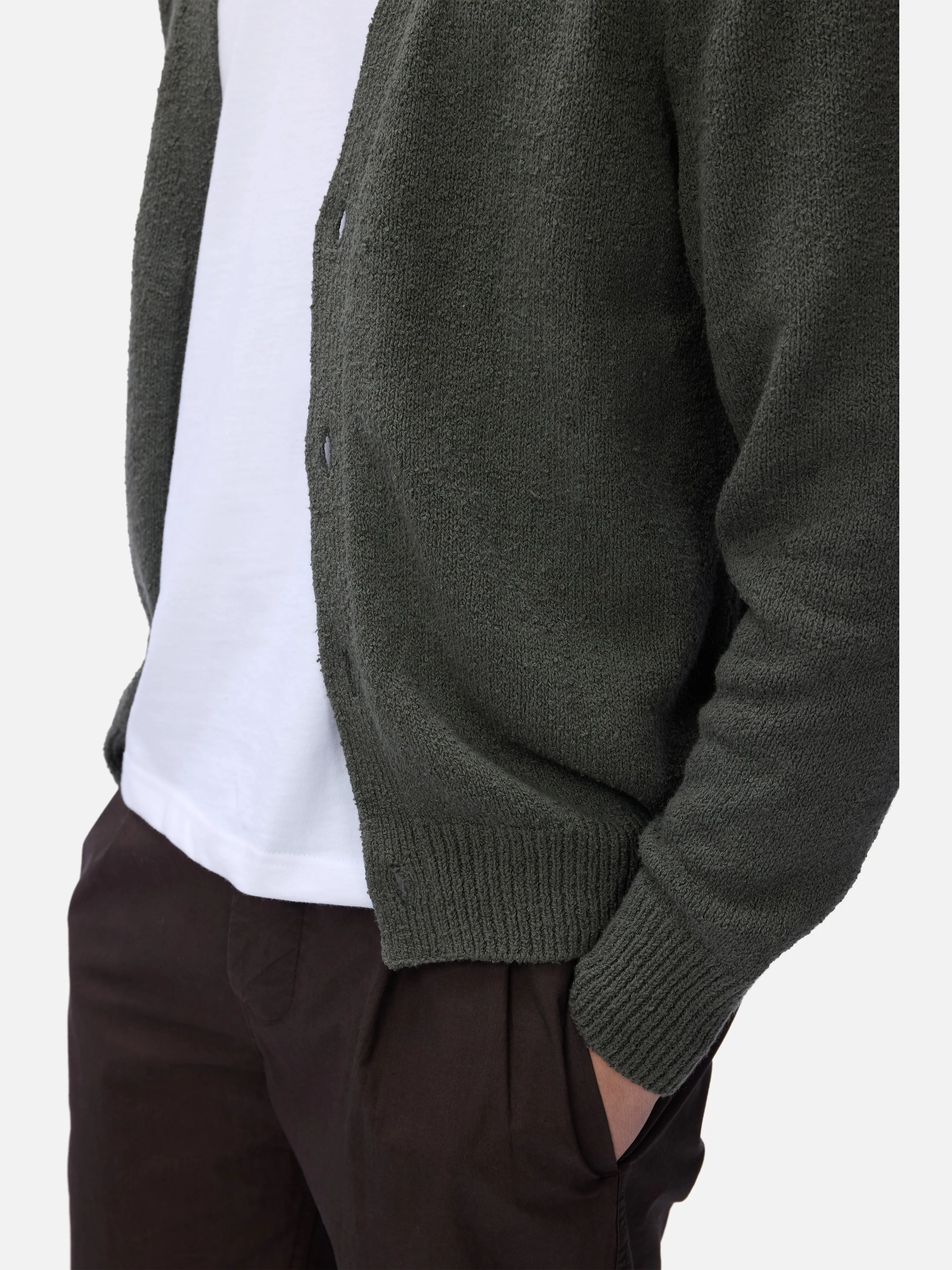 Classic Cardigan ~ Olive Boucle sold by 3sixteen product image thumbnail 5