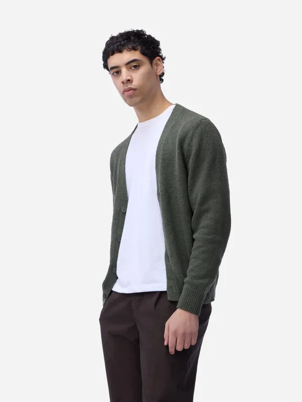 Classic Cardigan ~ Olive Boucle sold by 3sixteen