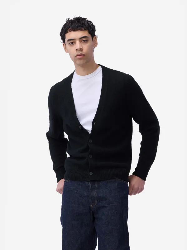 Classic Cardigan ~ Black Boucle sold by 3sixteen