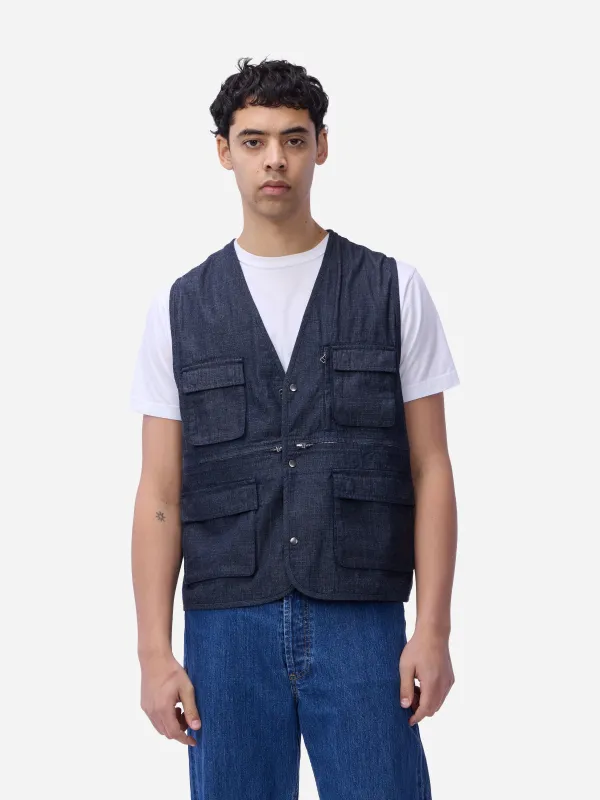 Field Vest ~ Indigo Ripstop sold by 3sixteen