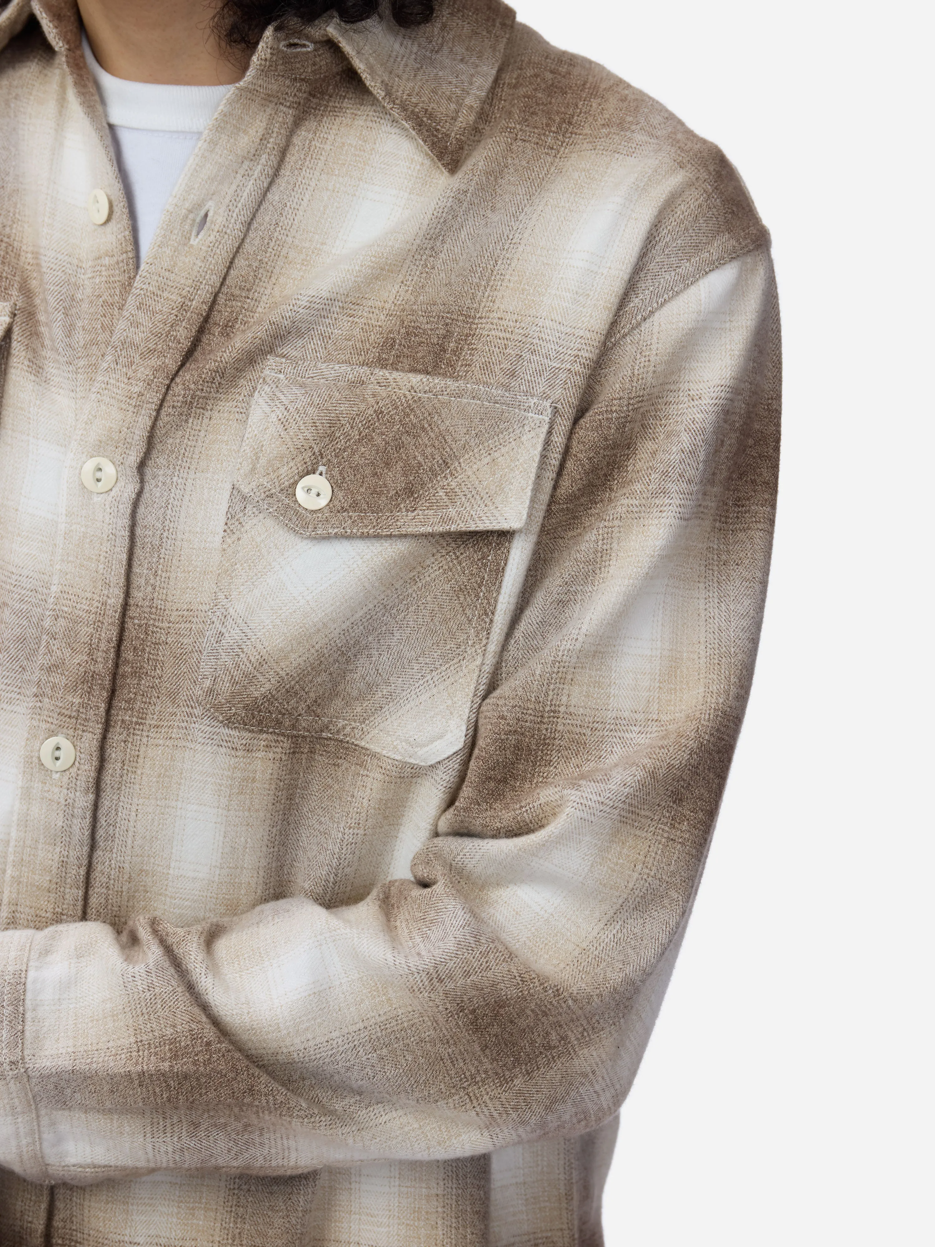 Crosscut Flannel ~ Sand Ombre Plaid sold by 3sixteen product image thumbnail 4