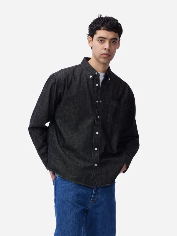 Denim BD Shirt ~ Black/White made by 3sixteen