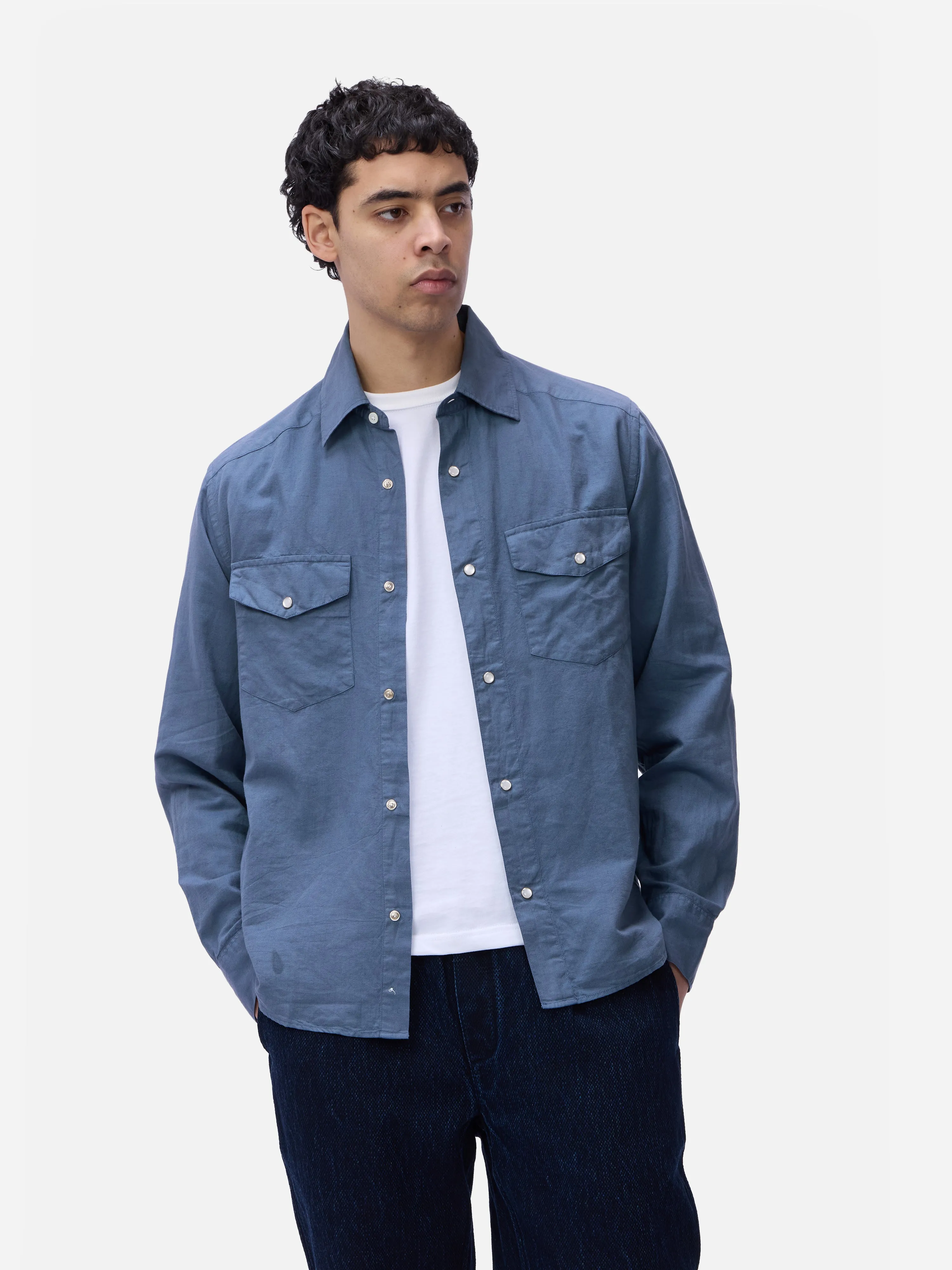 Snap Western Shirt ~ Slate Garment Dyed sold by 3sixteen