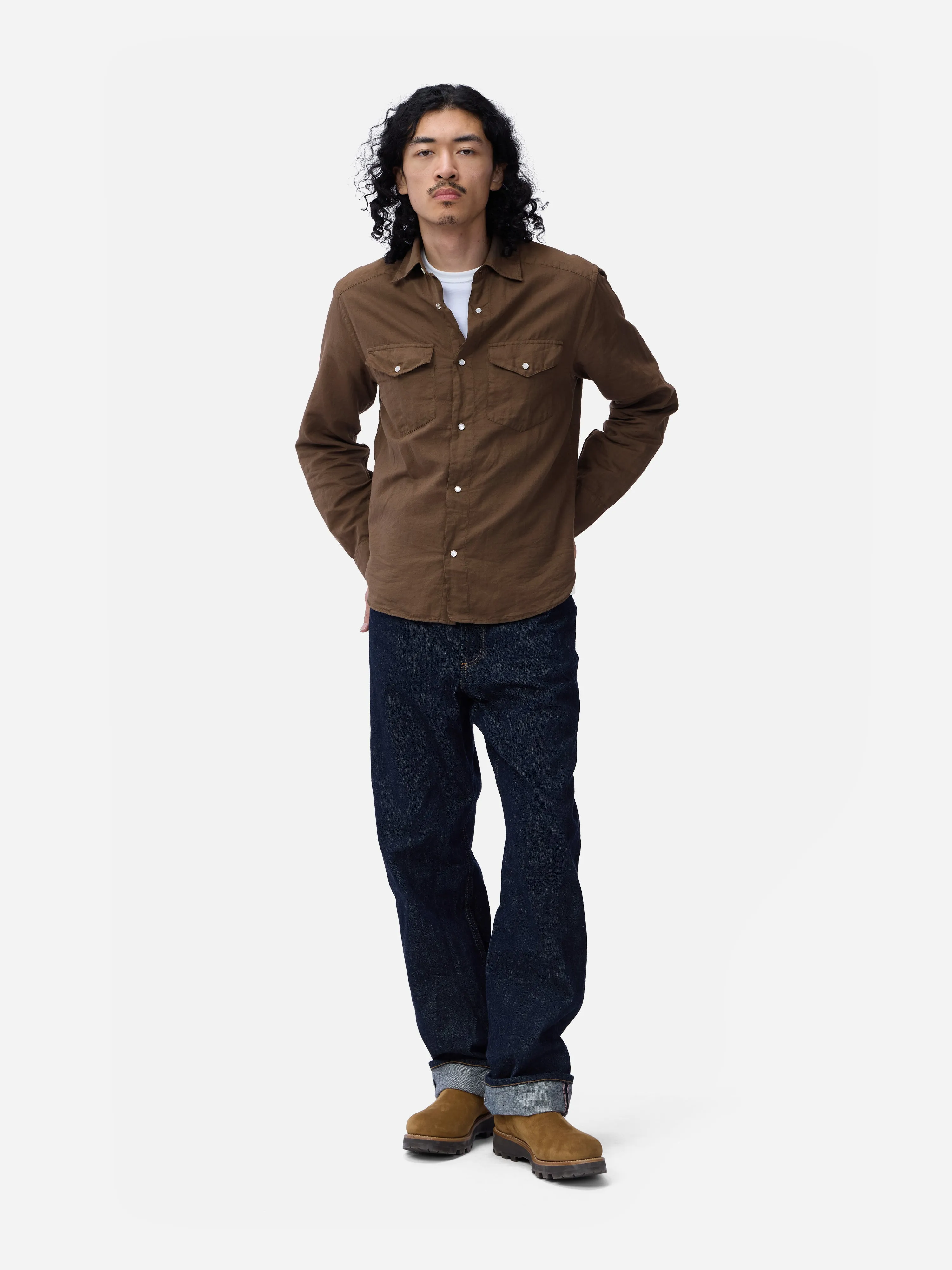Snap Western Shirt ~ Mocha Garment Dye sold by 3sixteen product image thumbnail 2