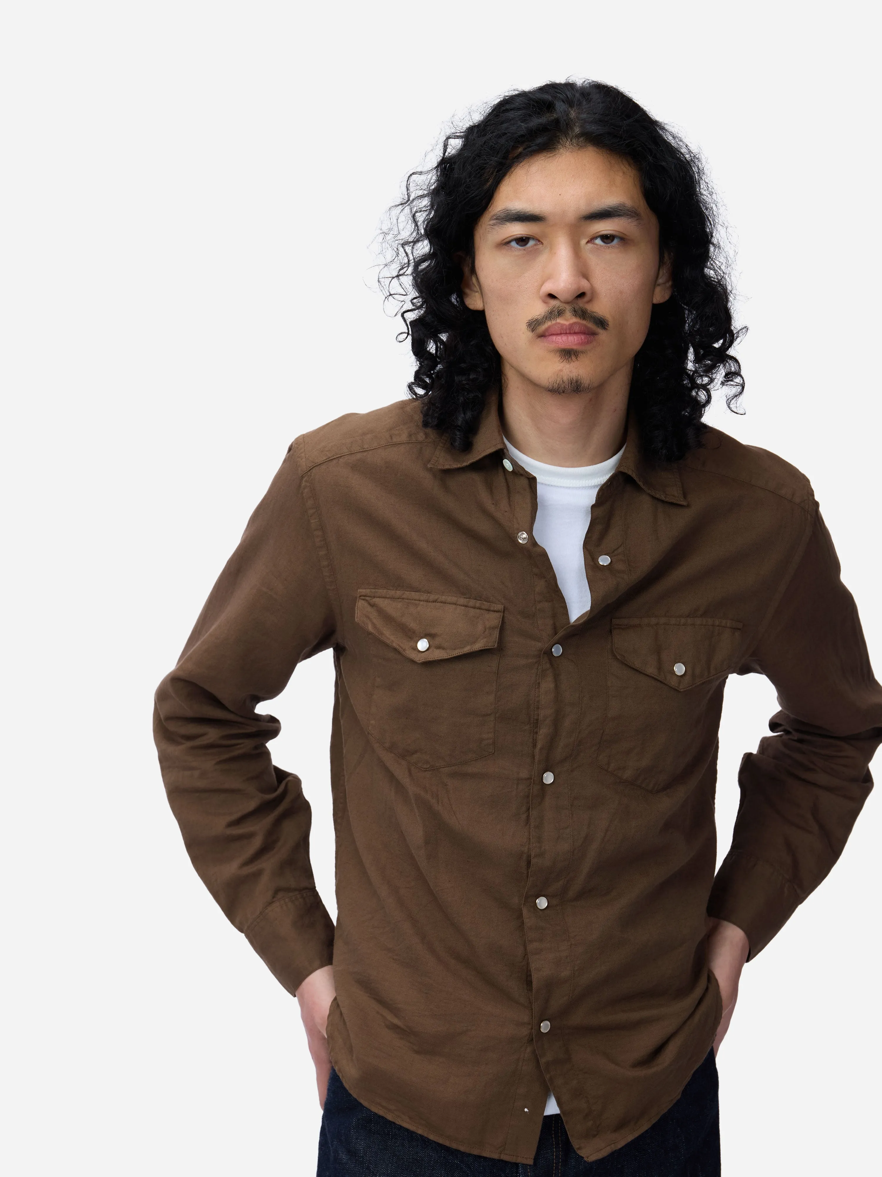 Snap Western Shirt ~ Mocha Garment Dye sold by 3sixteen product image thumbnail 4