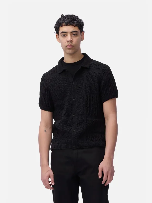 Short Sleeve Knit Shirt ~ Black De Stijl sold by 3sixteen