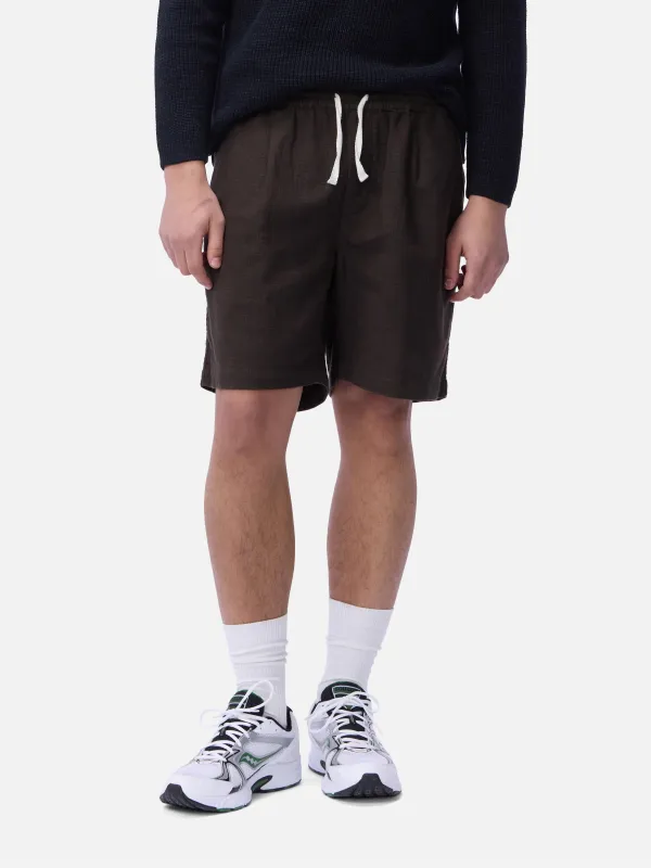 Drawstring Short ~ Chocolate Linen made by 3sixteen