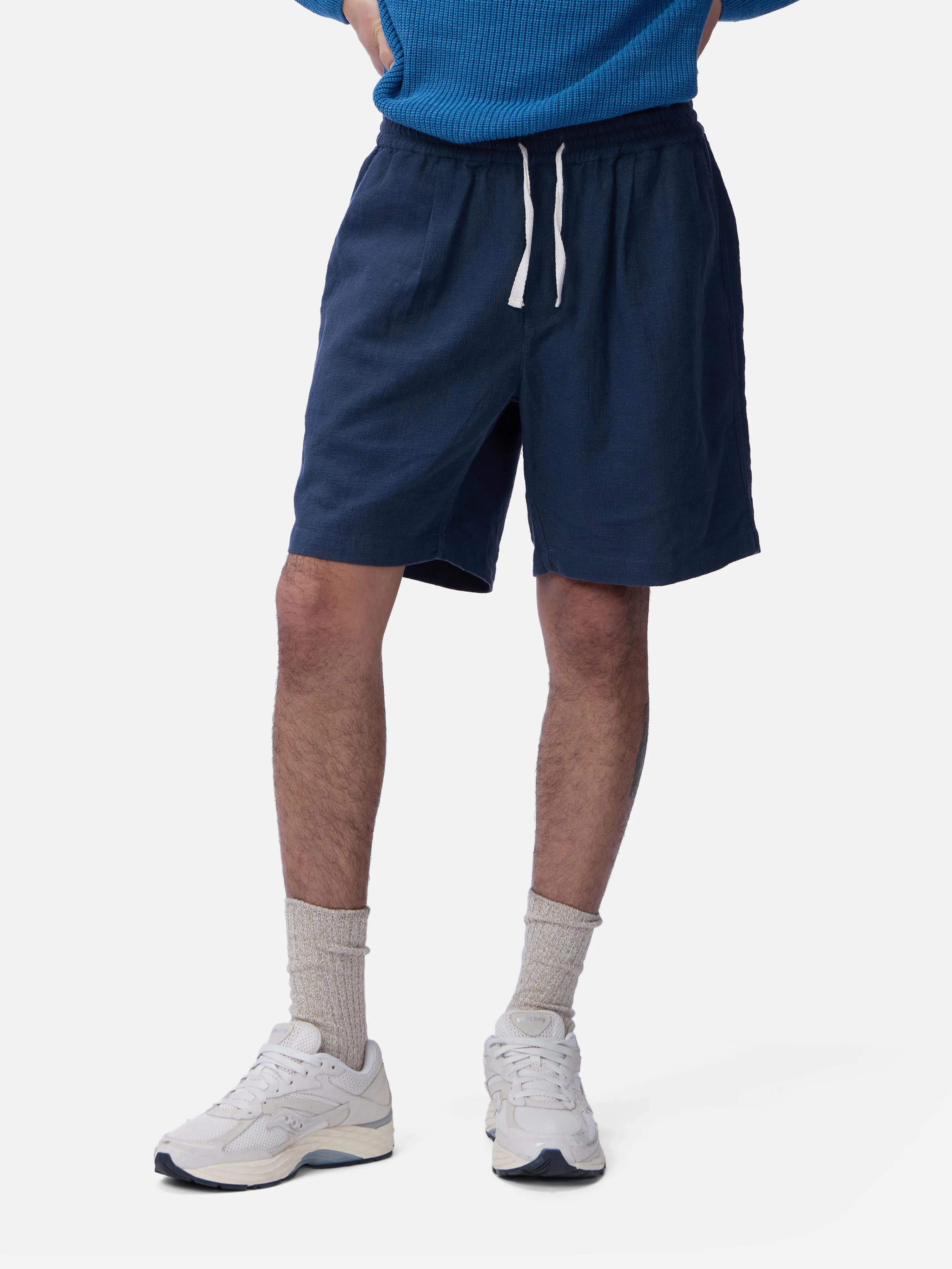 Drawstring Short ~ Navy Linen sold by 3sixteen