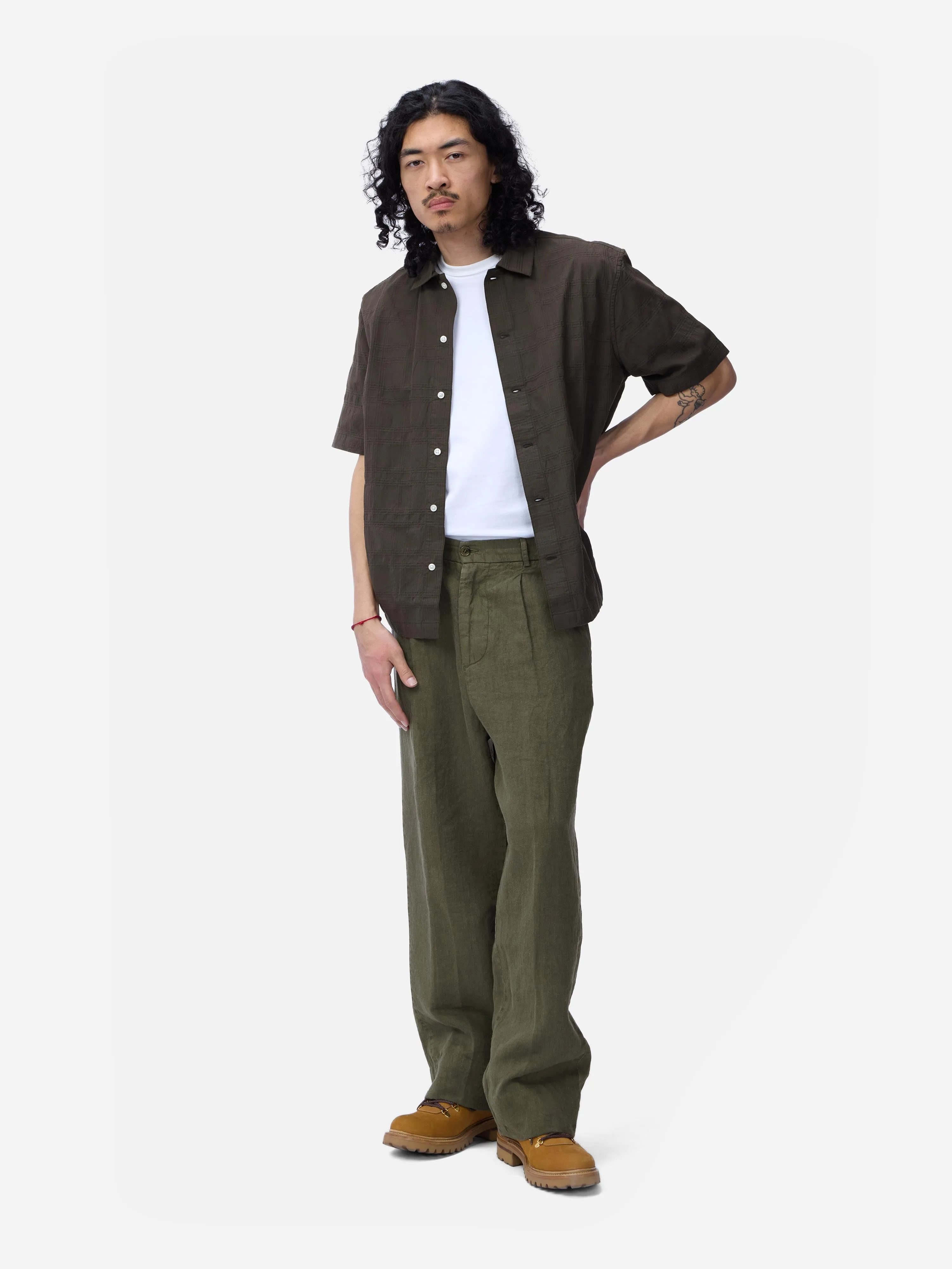 Pleated Trouser ~ Olive Linen sold by 3sixteen product image thumbnail 4