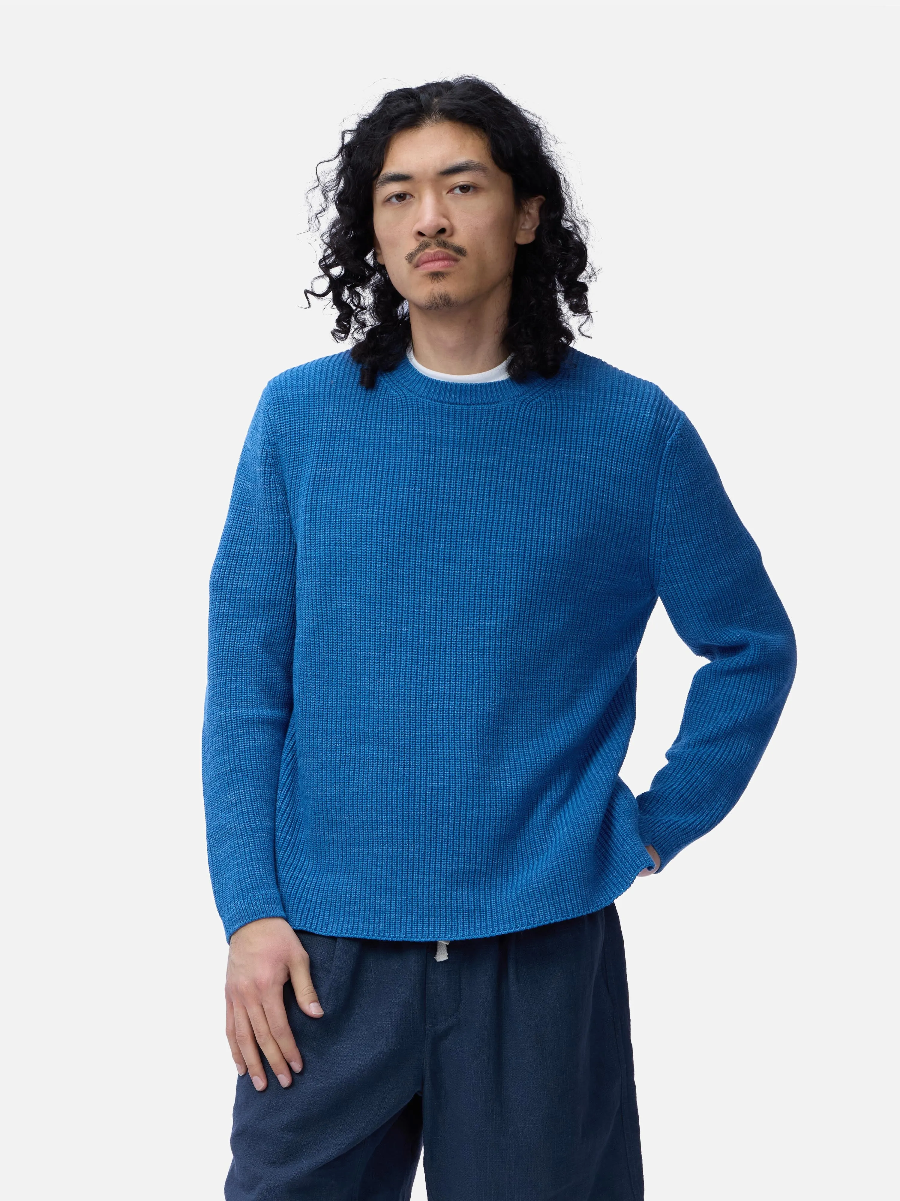 Long Sleeve Knit T-Shirt ~ Vintage Blue sold by 3sixteen