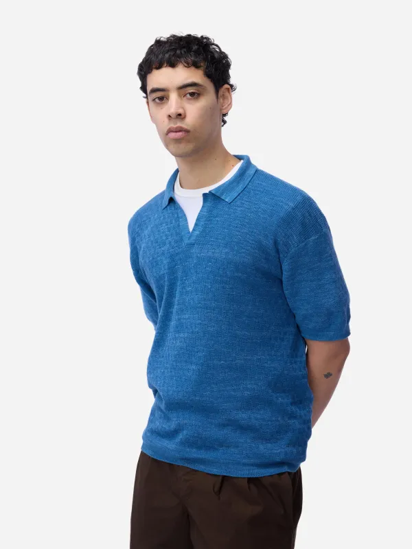 Knit Polo ~ Vintage Blue Boxweave made by 3sixteen