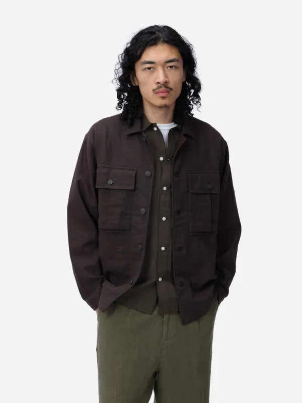 M43 Overshirt ~ Chocolate Linen made by 3sixteen