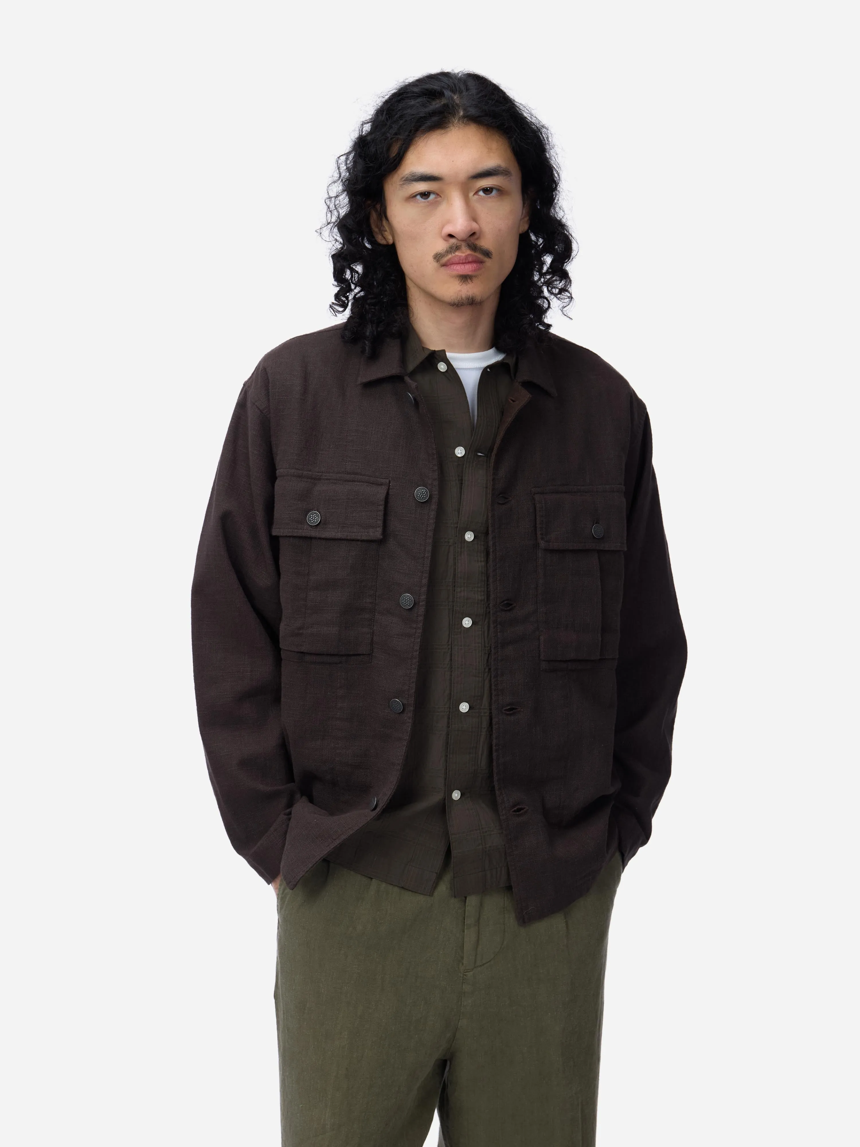 M43 Overshirt ~ Chocolate Linen sold by 3sixteen