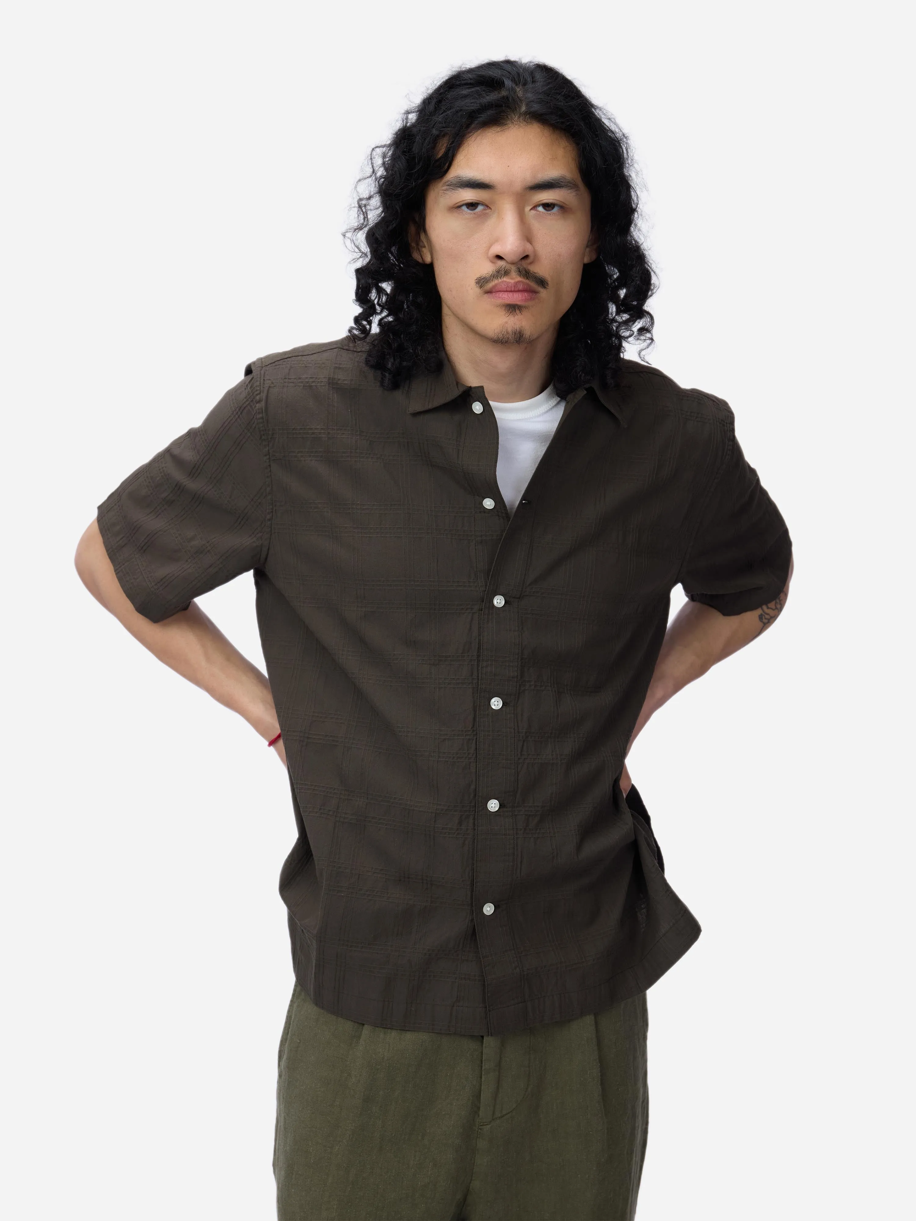 Short Sleeve Work Shirt ~ Ink Grid Dobby sold by 3sixteen product image thumbnail 3
