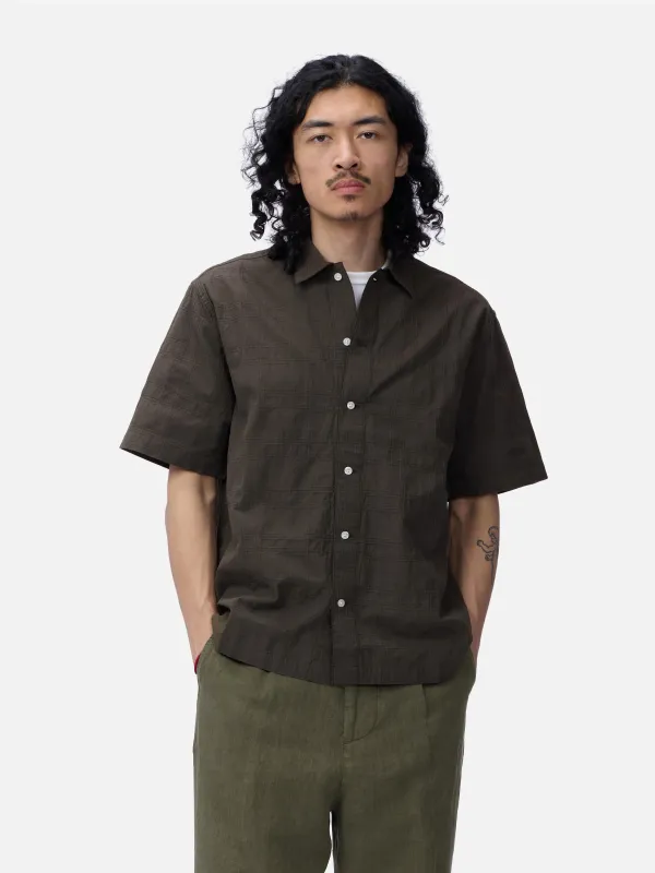 Short Sleeve Work Shirt ~ Ink Grid Dobby made by 3sixteen