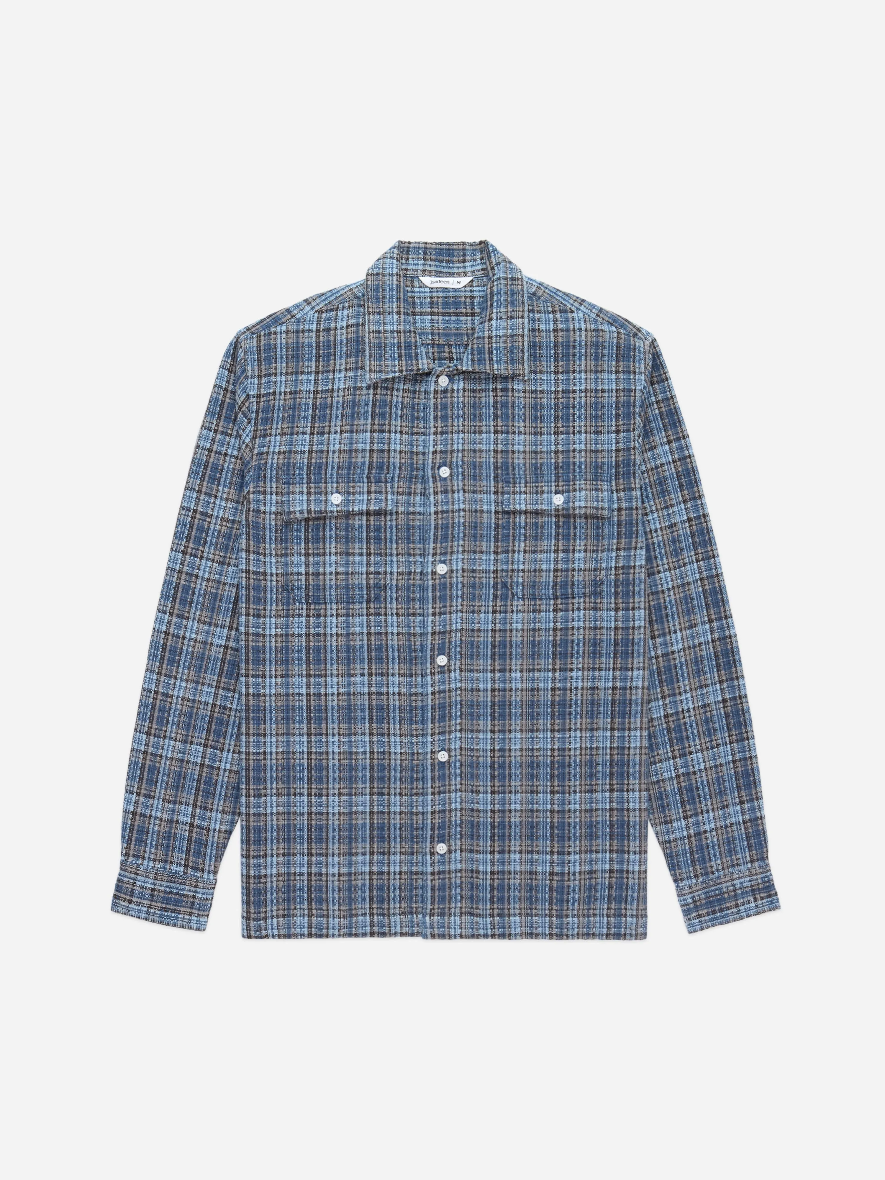 Camp Shirt ~ Blue Dobby Plaid sold by 3sixteen product image thumbnail 4