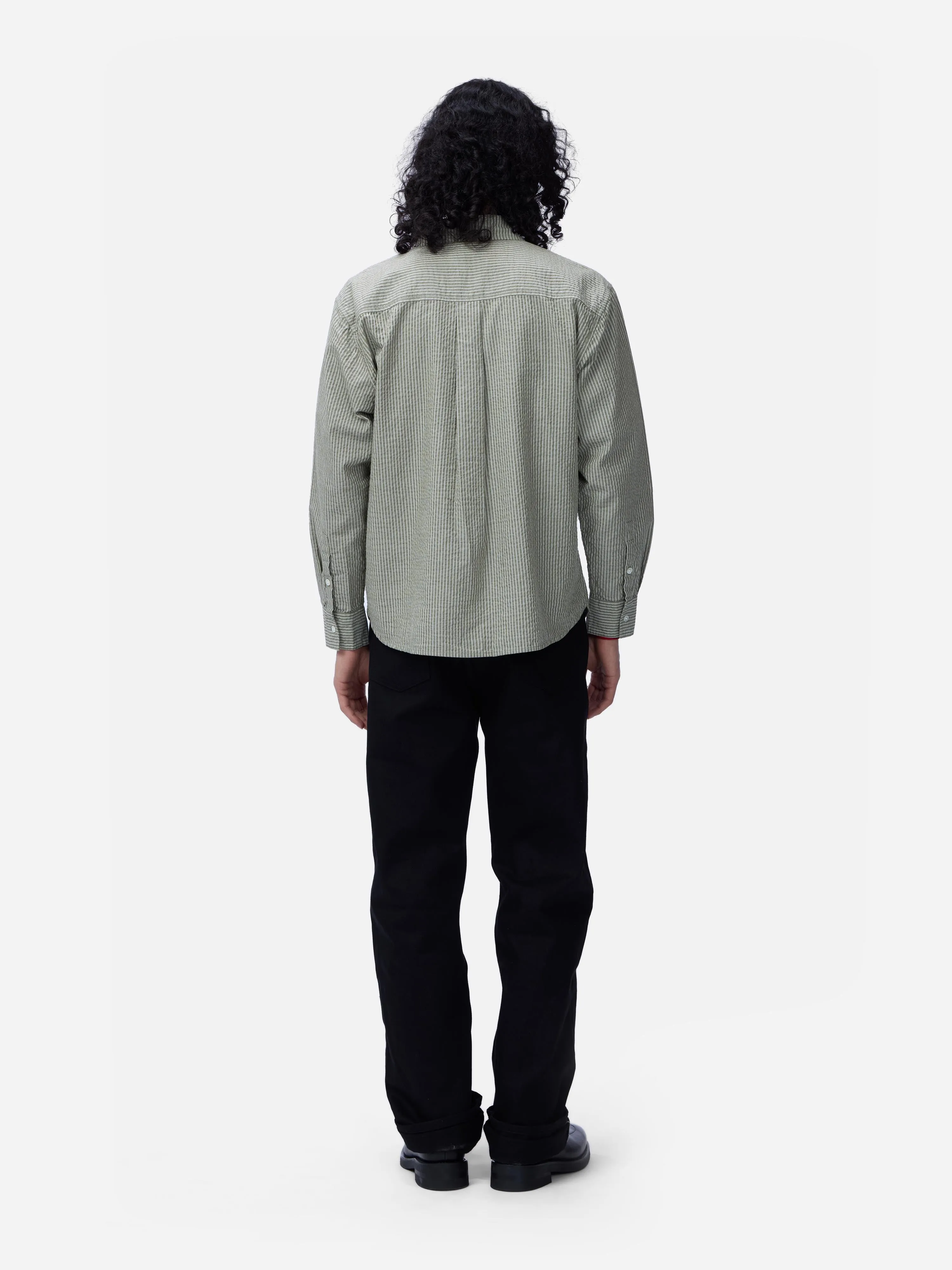 Commuter Shirt ~ Olive Seersucker Stripe sold by 3sixteen product image thumbnail 2