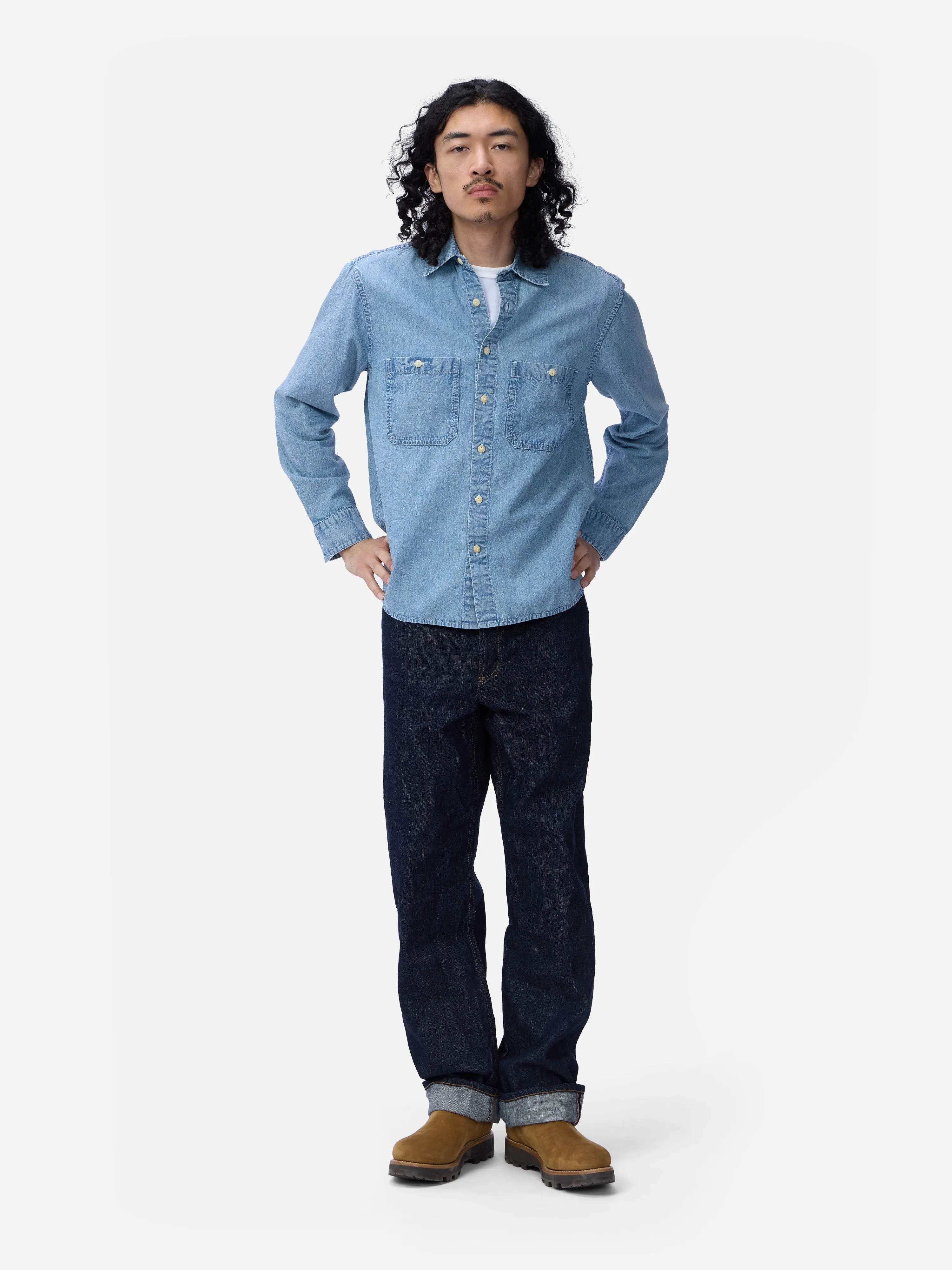 Utility Chambray Shirt ~ Washed Indigo sold by 3sixteen product image thumbnail 3
