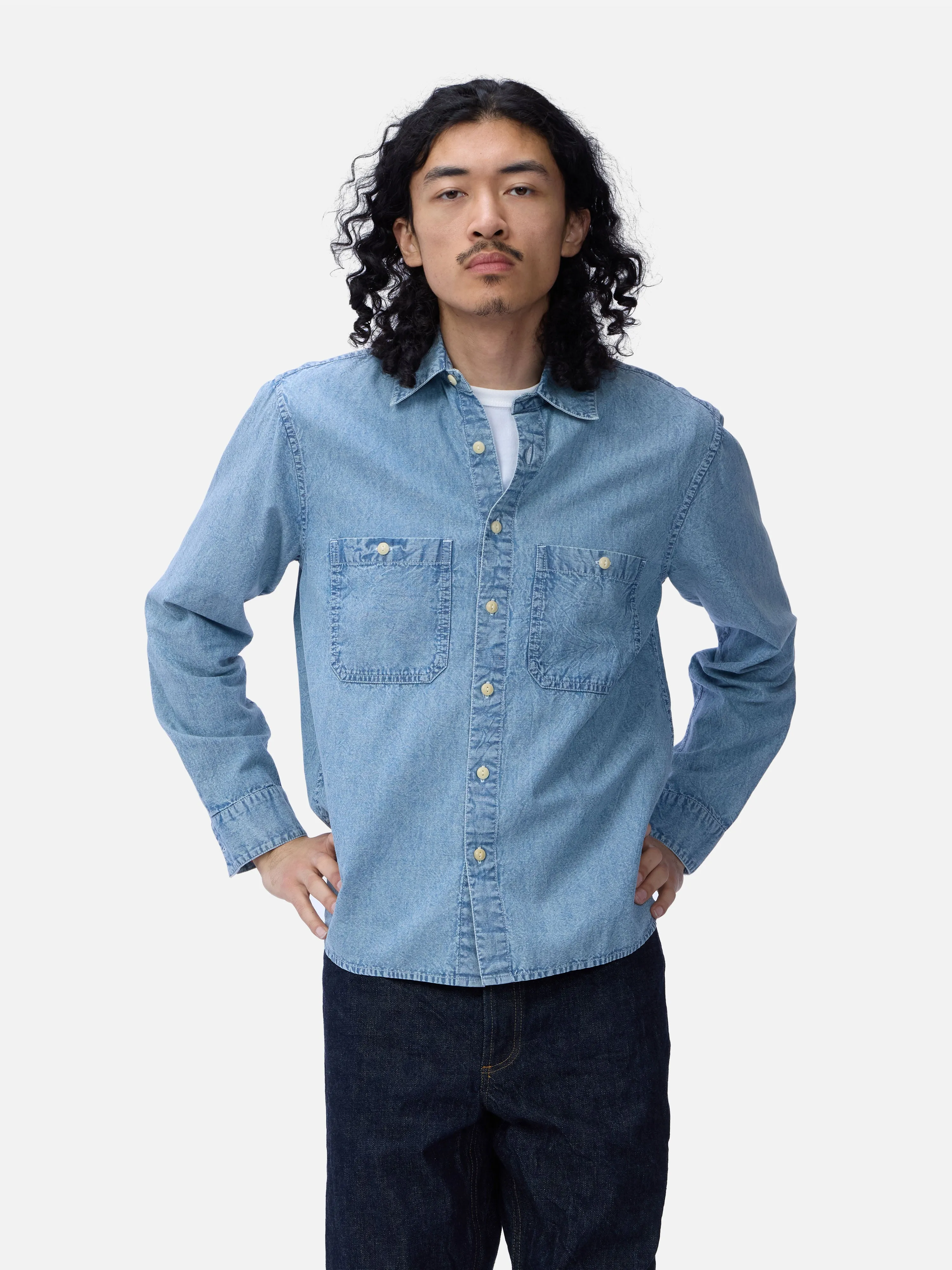 Utility Chambray Shirt ~ Washed Indigo sold by 3sixteen product image thumbnail 4