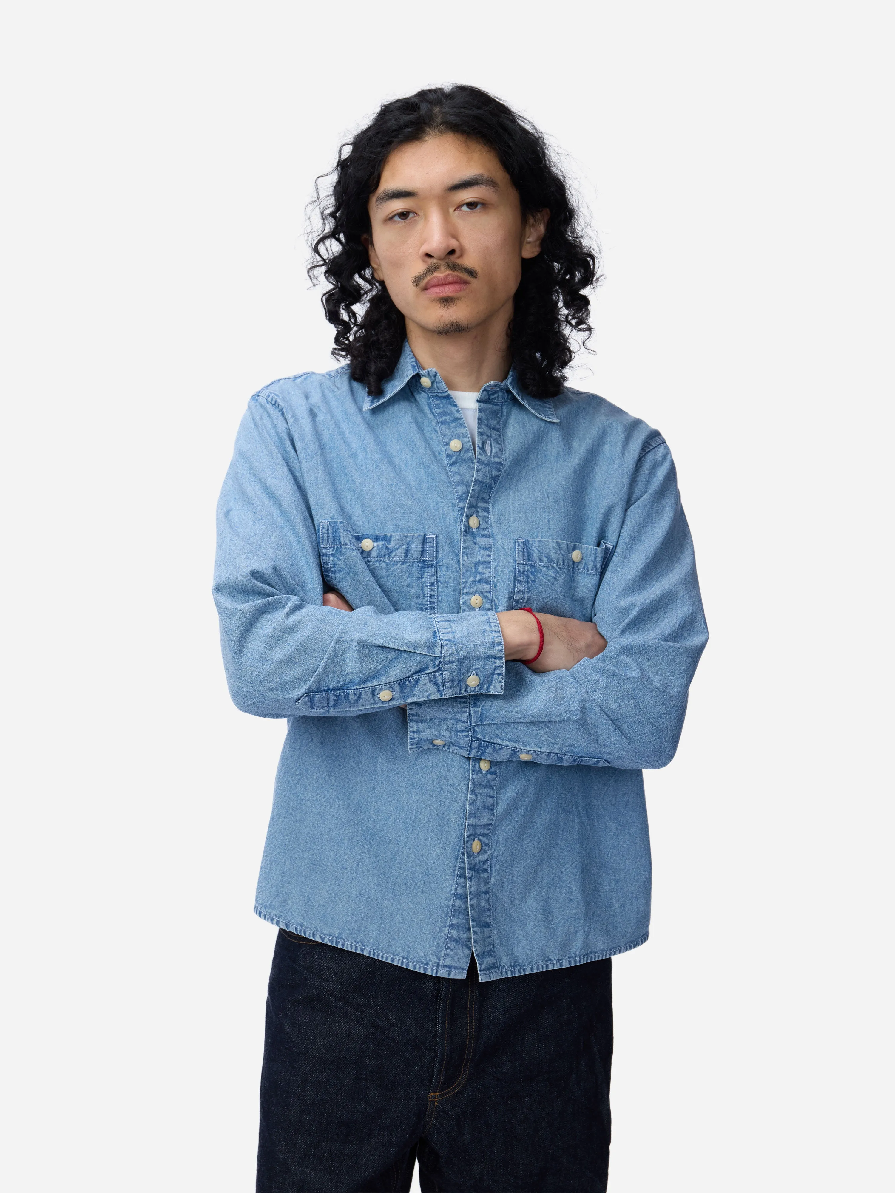 Utility Chambray Shirt ~ Washed Indigo sold by 3sixteen