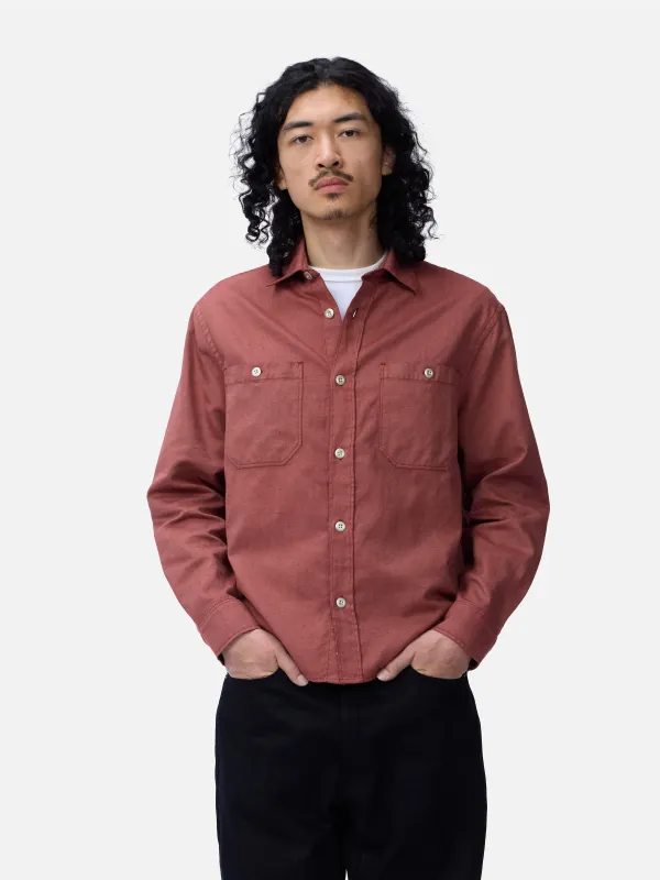 Utility Overshirt ~ Brick Overdye Canvas made by 3sixteen